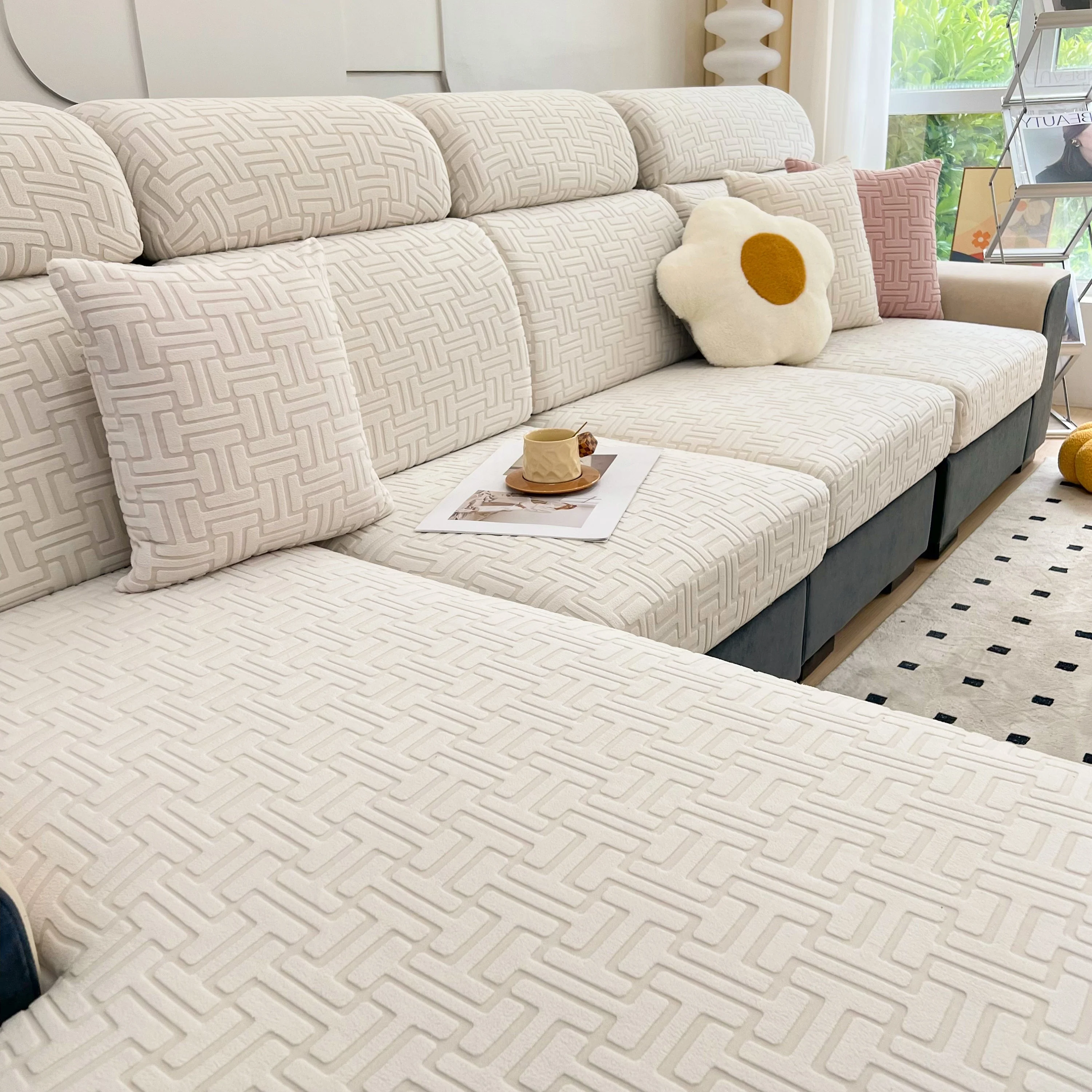 Polar Fleece Stretch Seat Cushion Covers, Couch Cushion Covers Slipcover, Sofa Cushion Protector Covers - Image 63