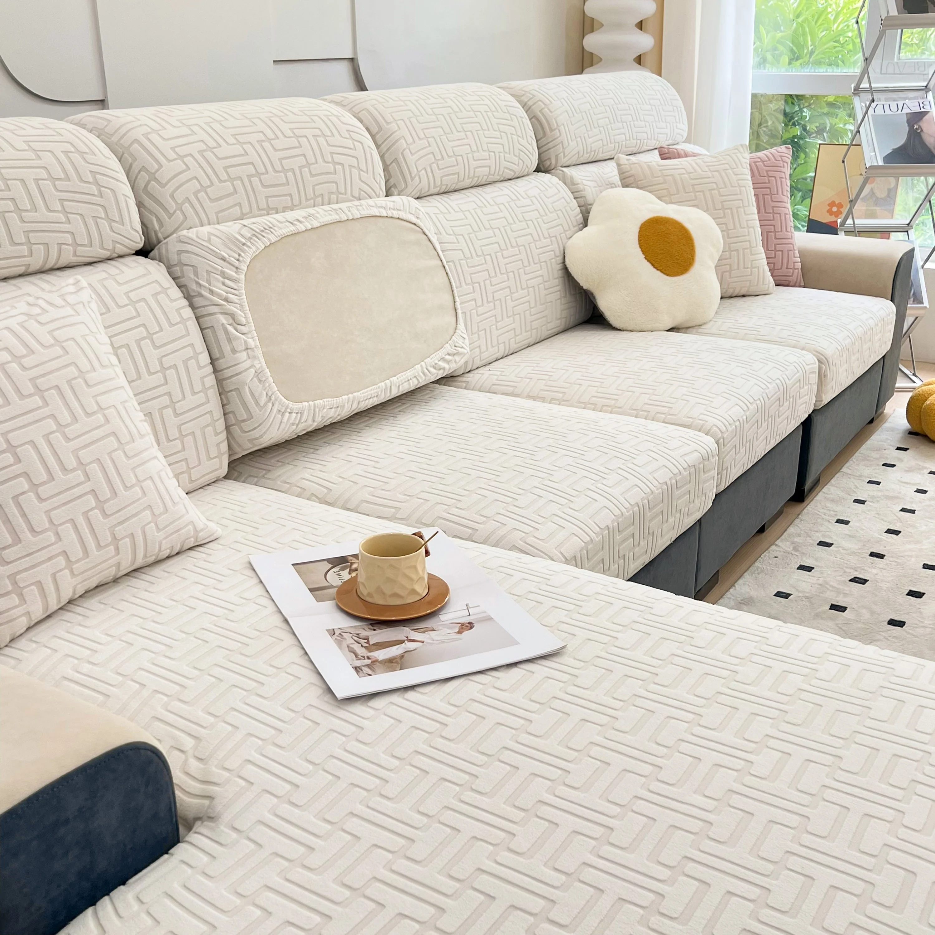 Polar Fleece Stretch Seat Cushion Covers, Couch Cushion Covers Slipcover, Sofa Cushion Protector Covers - Image 67