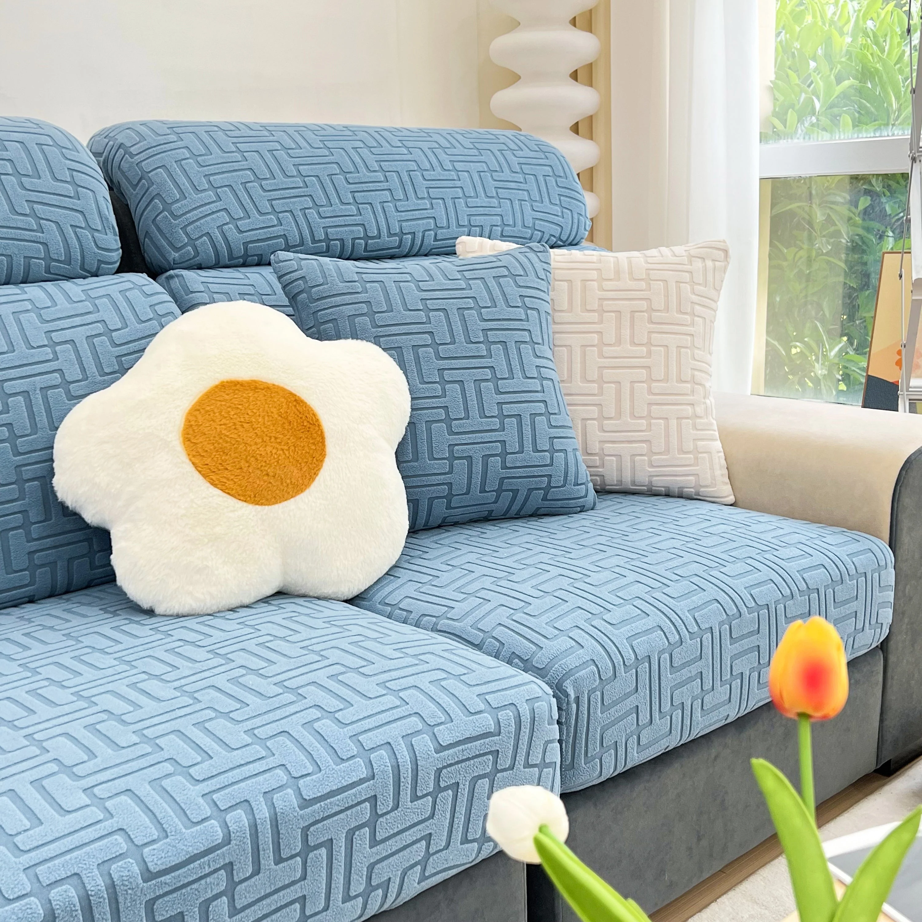 Polar Fleece Stretch Seat Cushion Covers, Couch Cushion Covers Slipcover, Sofa Cushion Protector Covers - Image 75
