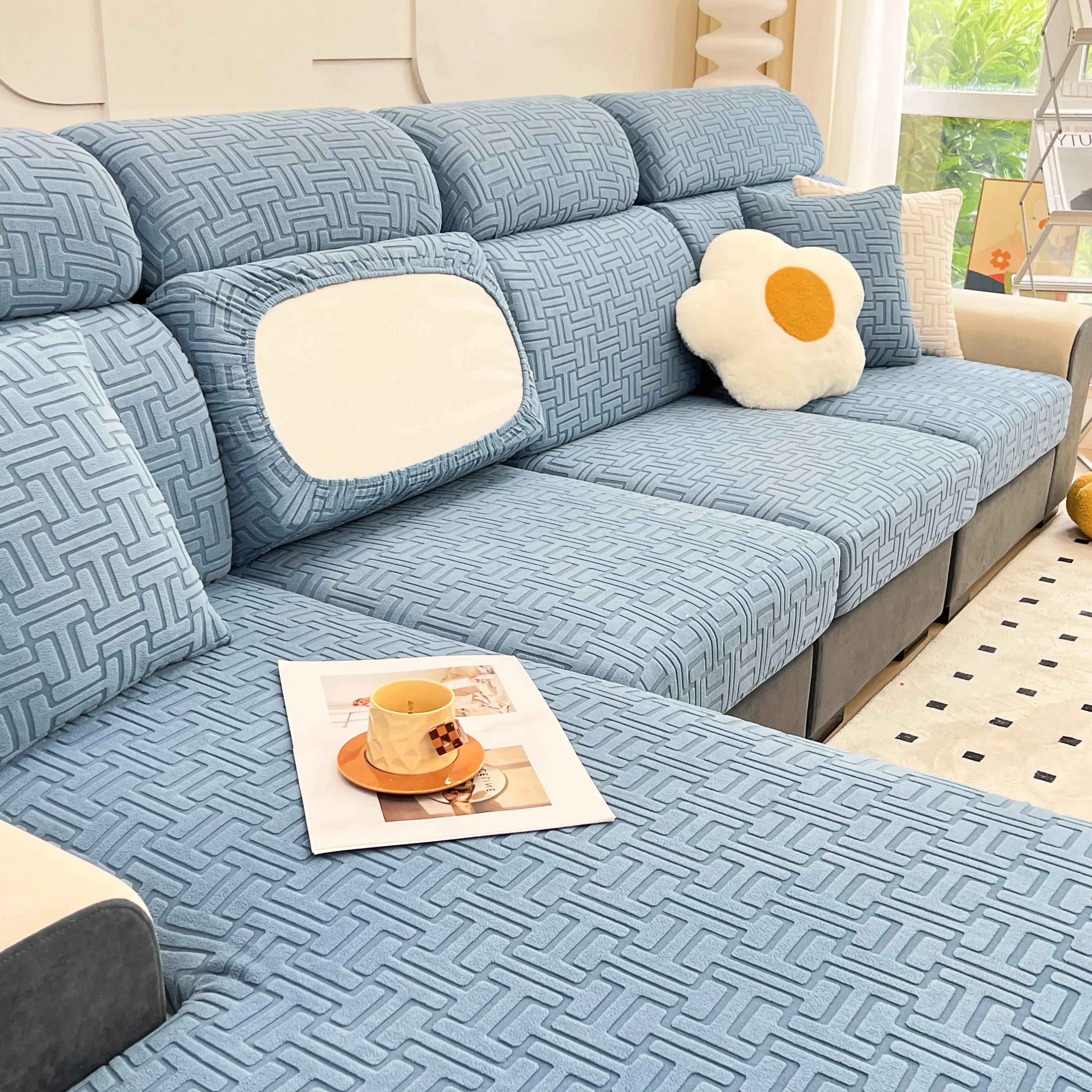 Polar Fleece Stretch Seat Cushion Covers, Couch Cushion Covers Slipcover, Sofa Cushion Protector Covers - Image 84