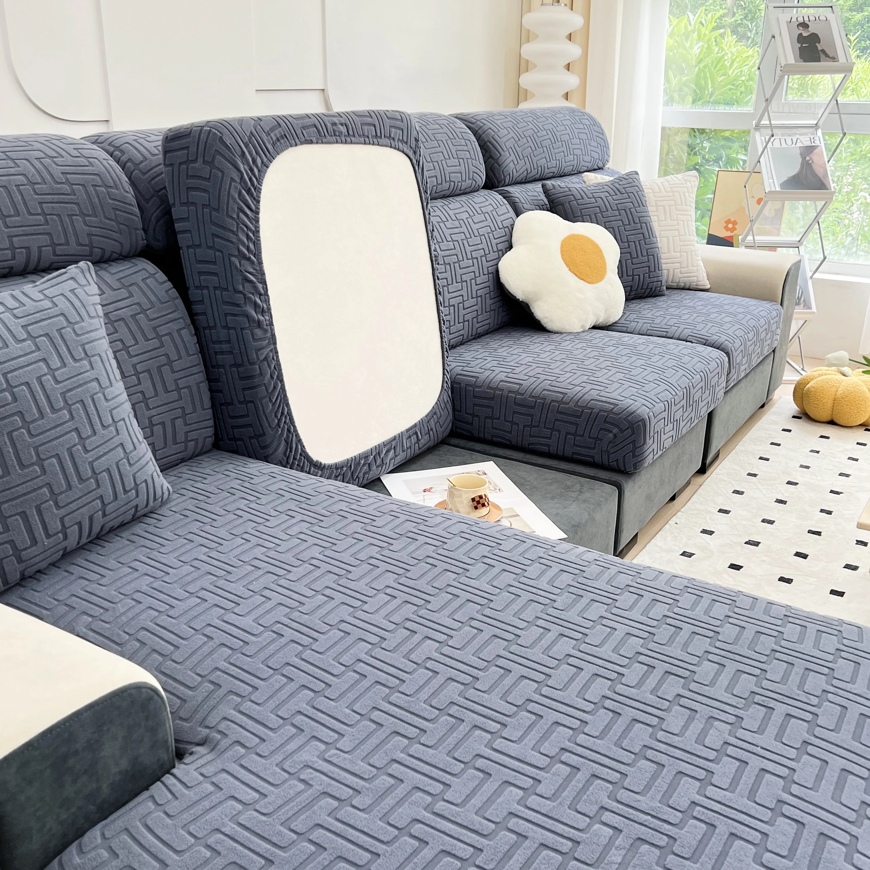 Polar Fleece Stretch Seat Cushion Covers, Couch Cushion Covers Slipcover, Sofa Cushion Protector Covers - Image 9