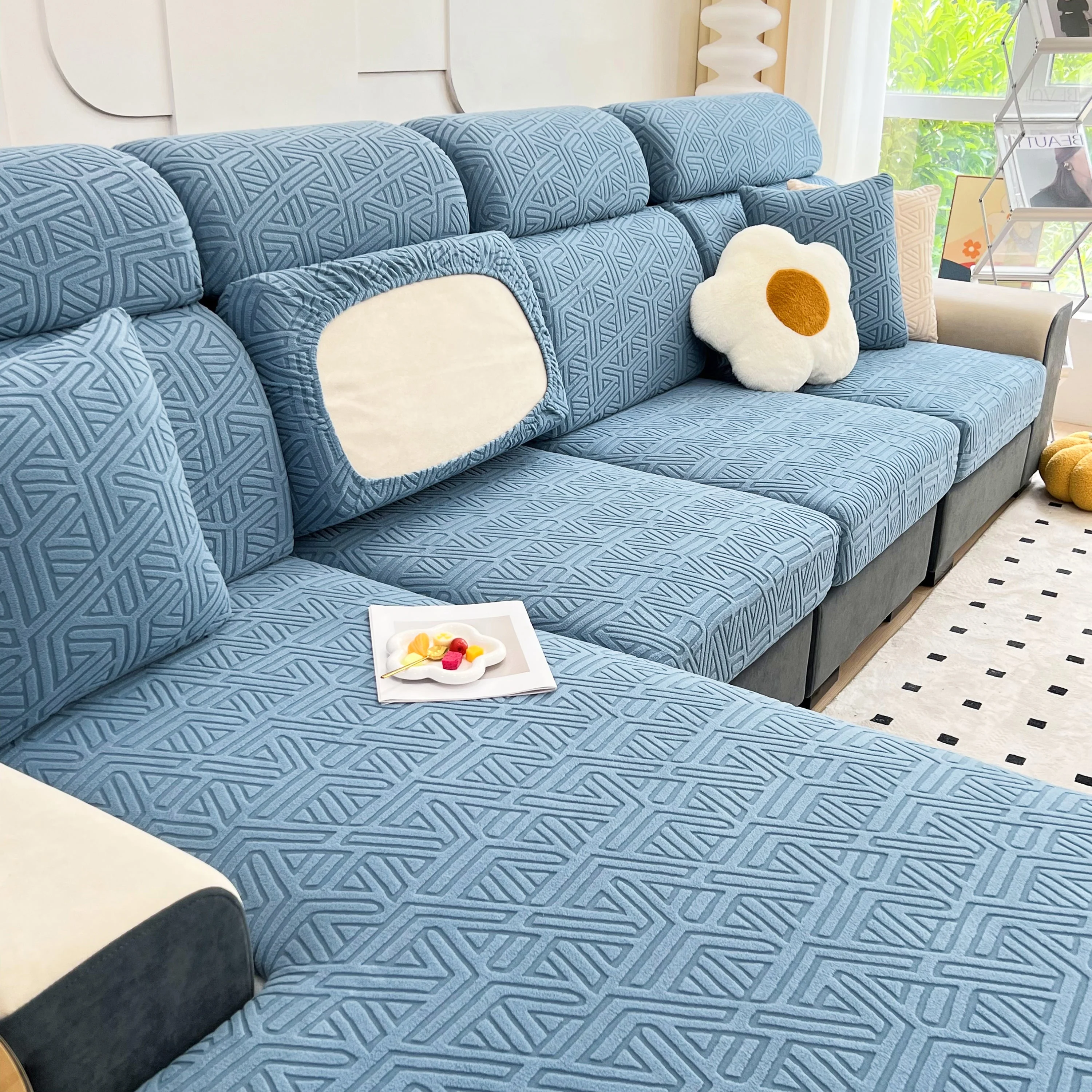 Polar Fleece Stretch Seat Cushion Covers, Sofa Seat Cushion Covers, Couch Cushion Protector Covers - Image 128