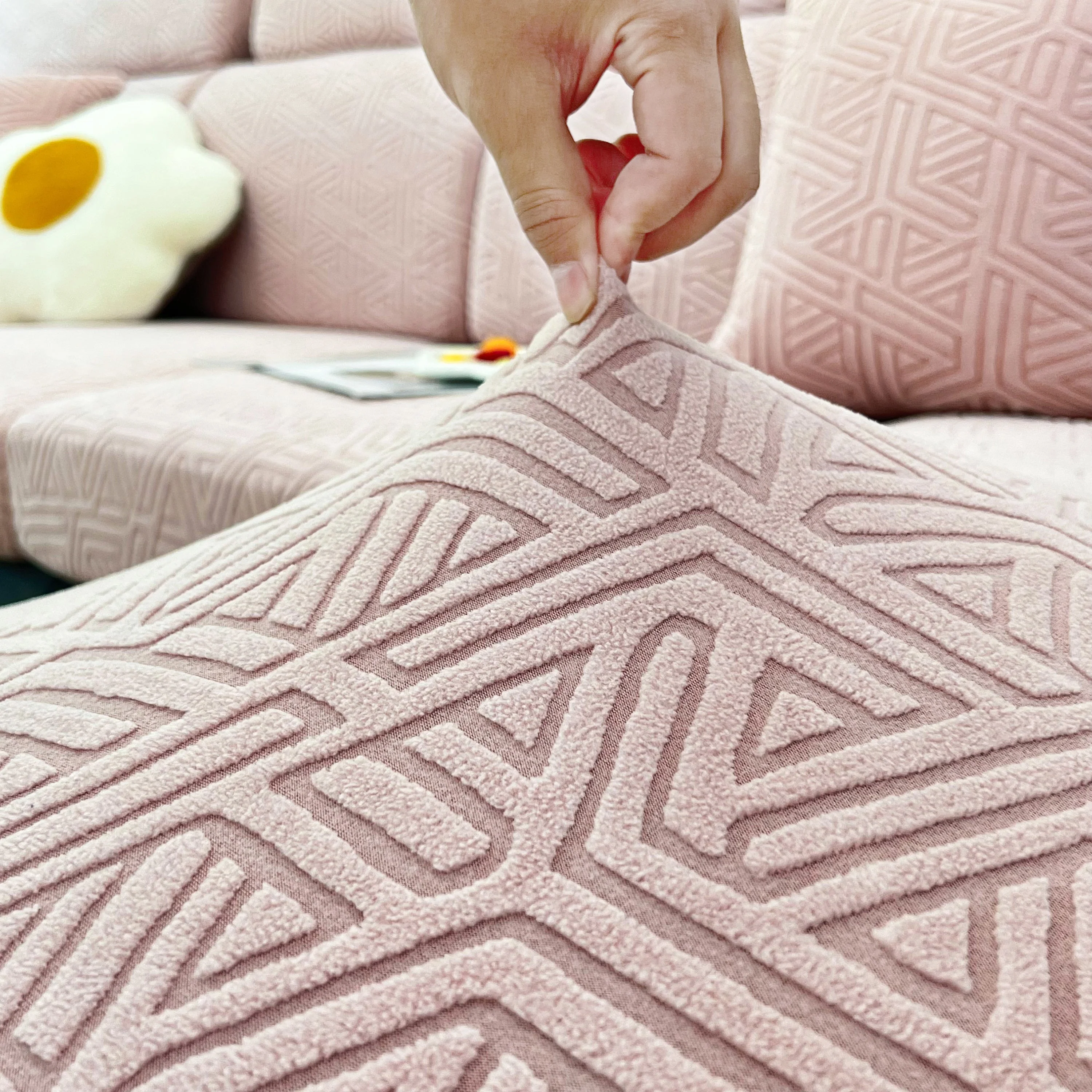 Polar Fleece Stretch Seat Cushion Covers, Sofa Seat Cushion Covers, Couch Cushion Protector Covers - Image 2