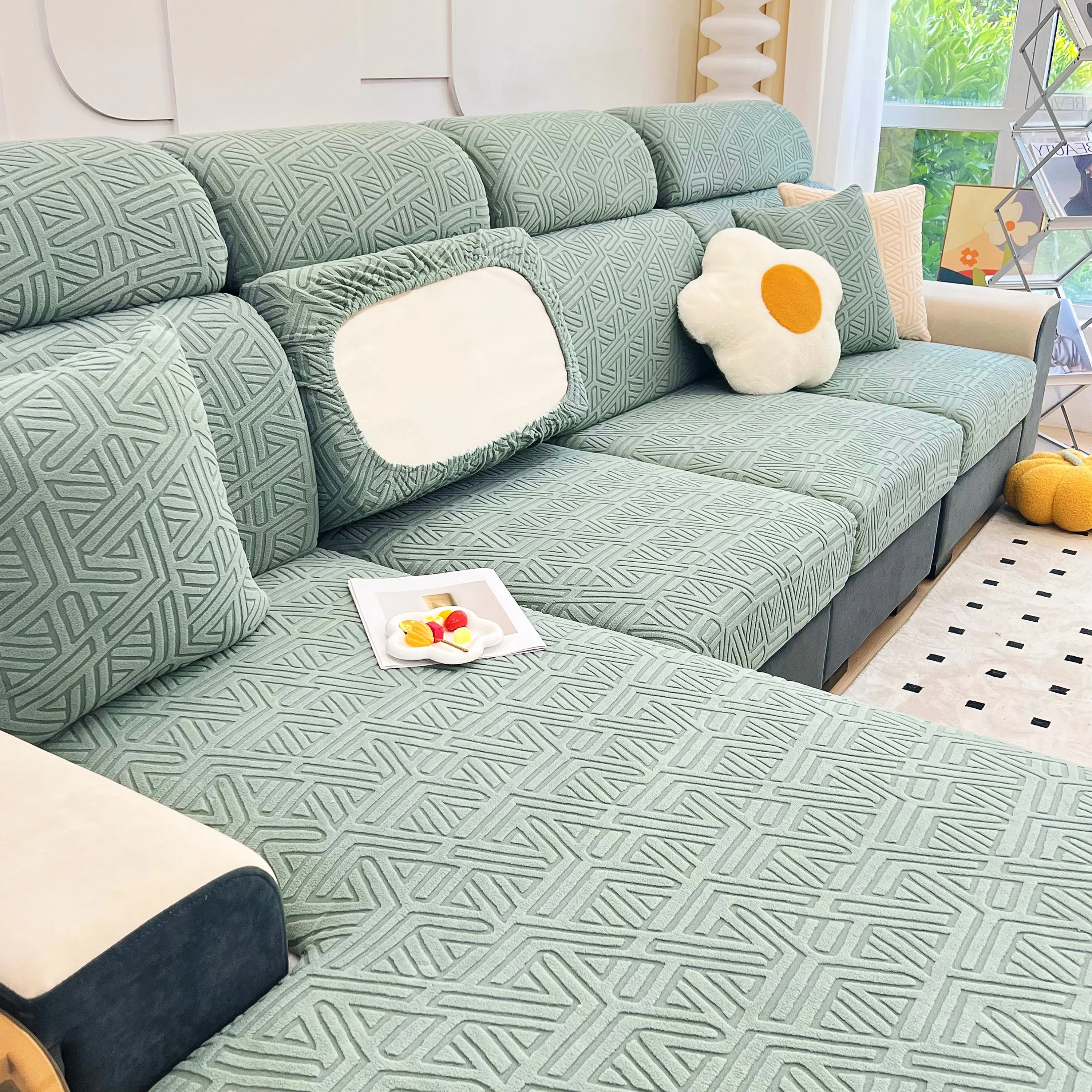 Polar Fleece Stretch Seat Cushion Covers, Sofa Seat Cushion Covers, Couch Cushion Protector Covers - Image 28