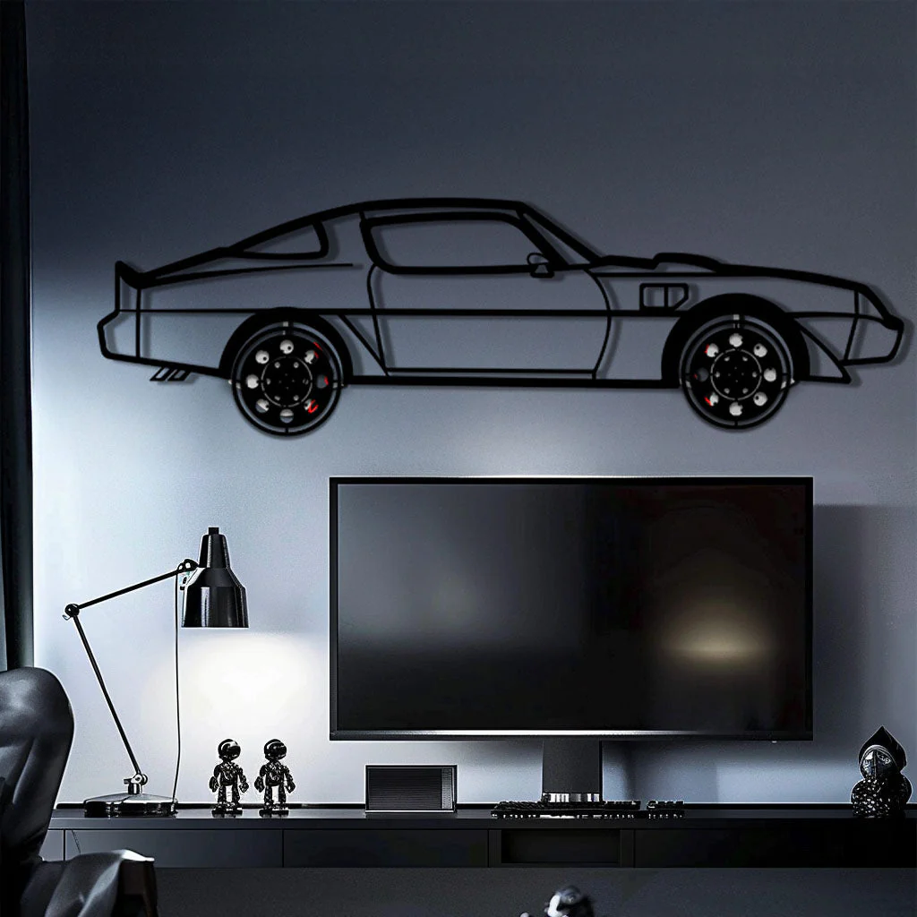 Pontiac Trans Am Metal Car Wall Art with Rotating Wheels - Classic American Muscle Silhouette - Interactive Firebird Wall Decor - KAFMEKA154 - Image 10