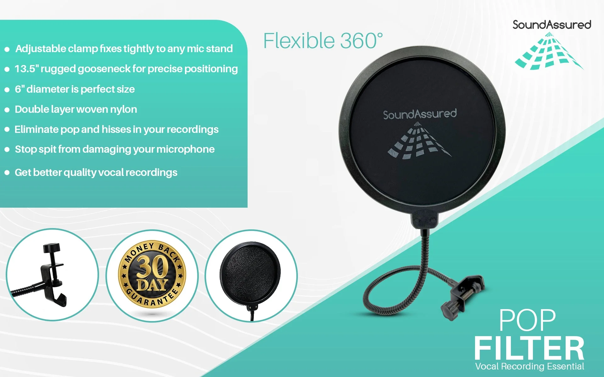 Pop Filter for Microphone | Reduce Plosives & Improve Clarity - Image 2