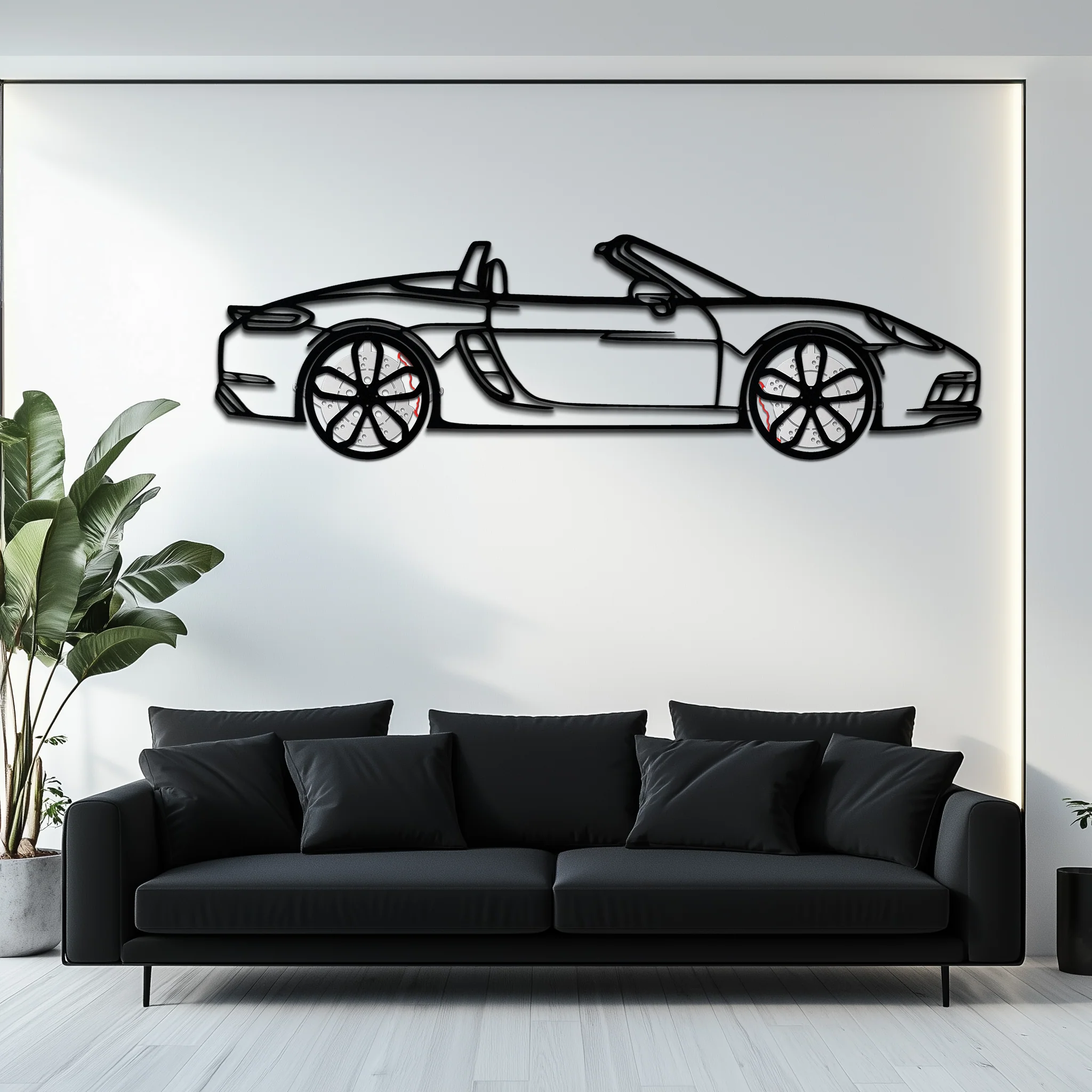 Porsche 718 Boxster GTS Metal Wall Art – Rotating Wheels – Luxury Car Silhouette Decor,KAFMEKA053 - Image 10