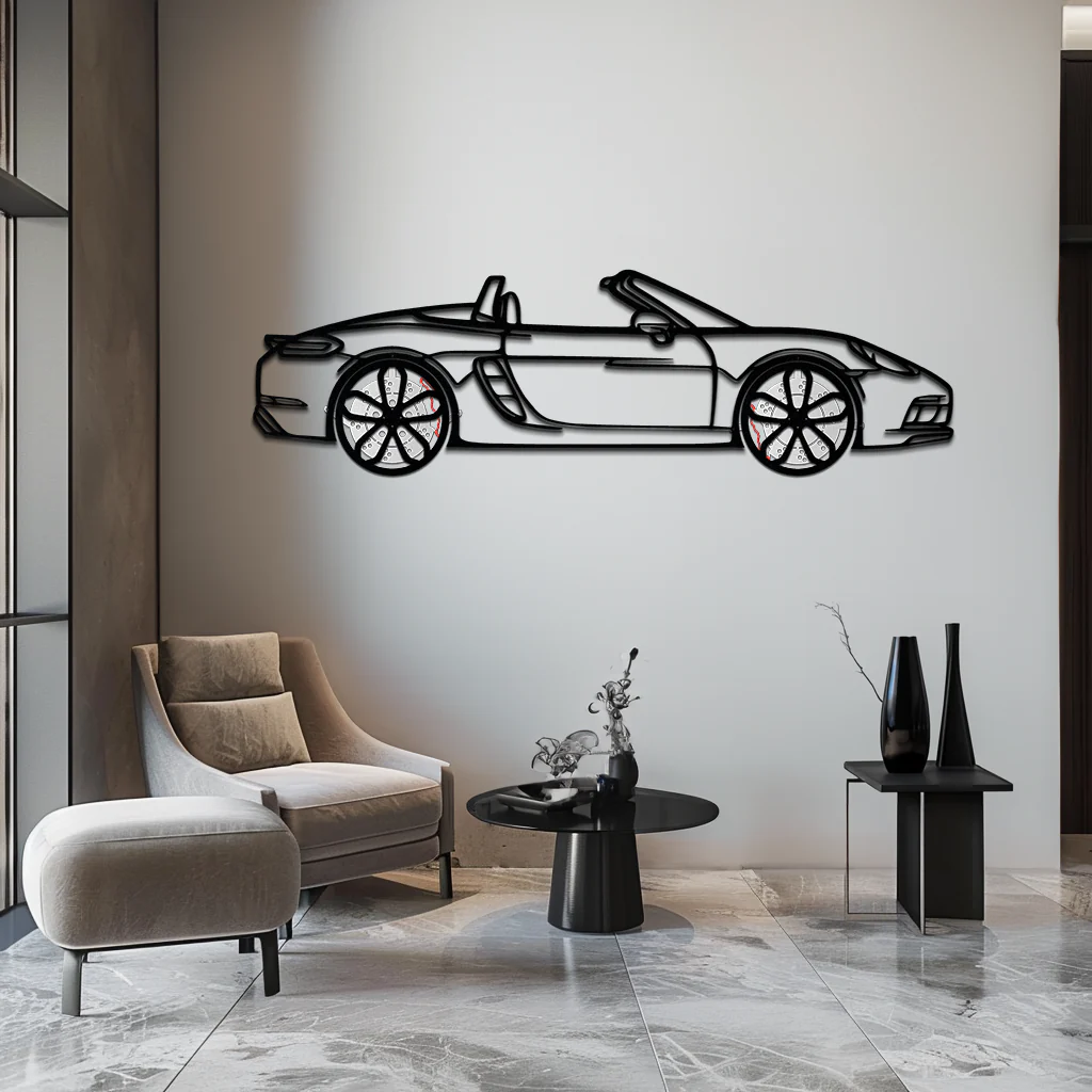 Porsche 718 Boxster GTS Metal Wall Art – Rotating Wheels – Luxury Car Silhouette Decor,KAFMEKA053 - Image 3