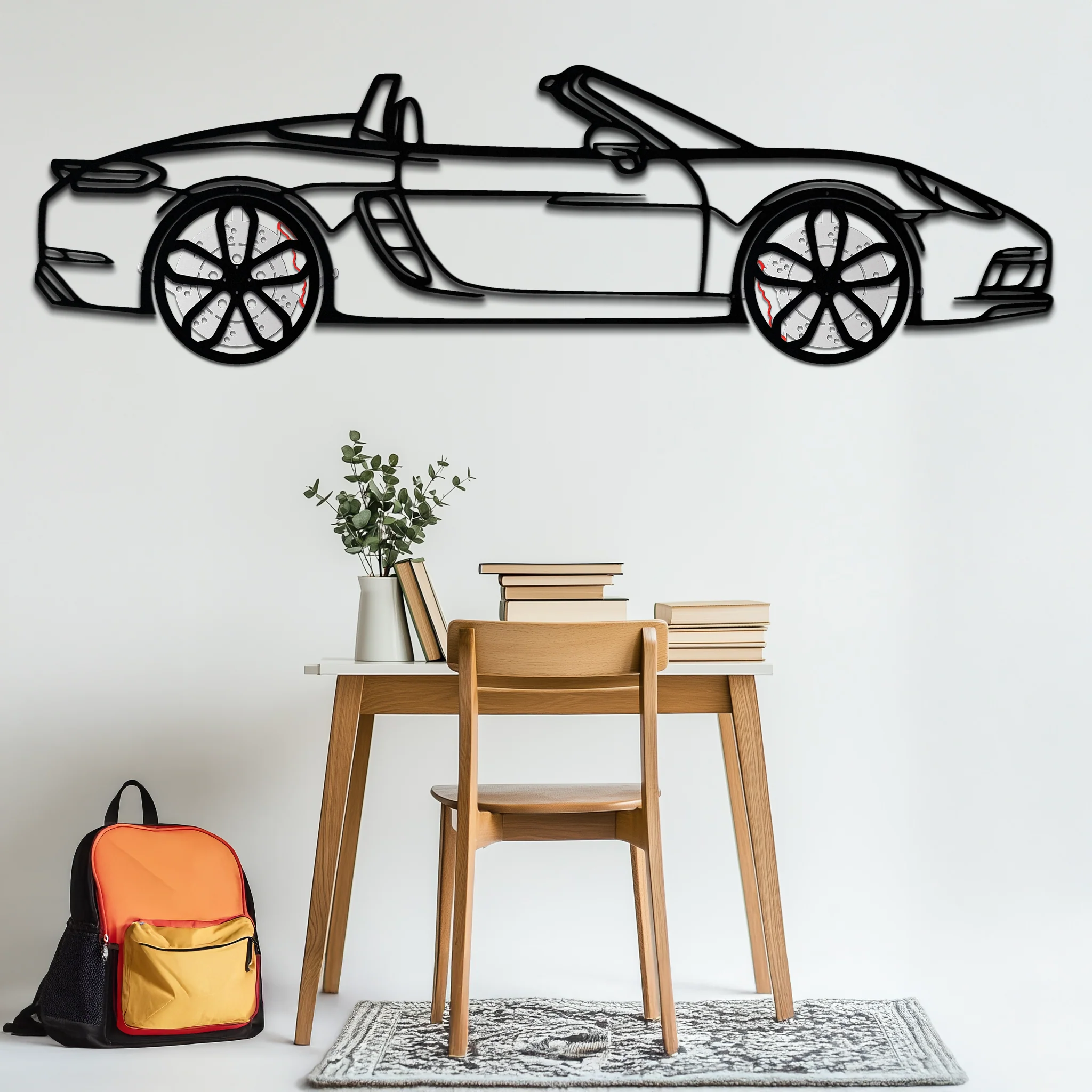 Porsche 718 Boxster GTS Metal Wall Art – Rotating Wheels – Luxury Car Silhouette Decor,KAFMEKA053 - Image 7