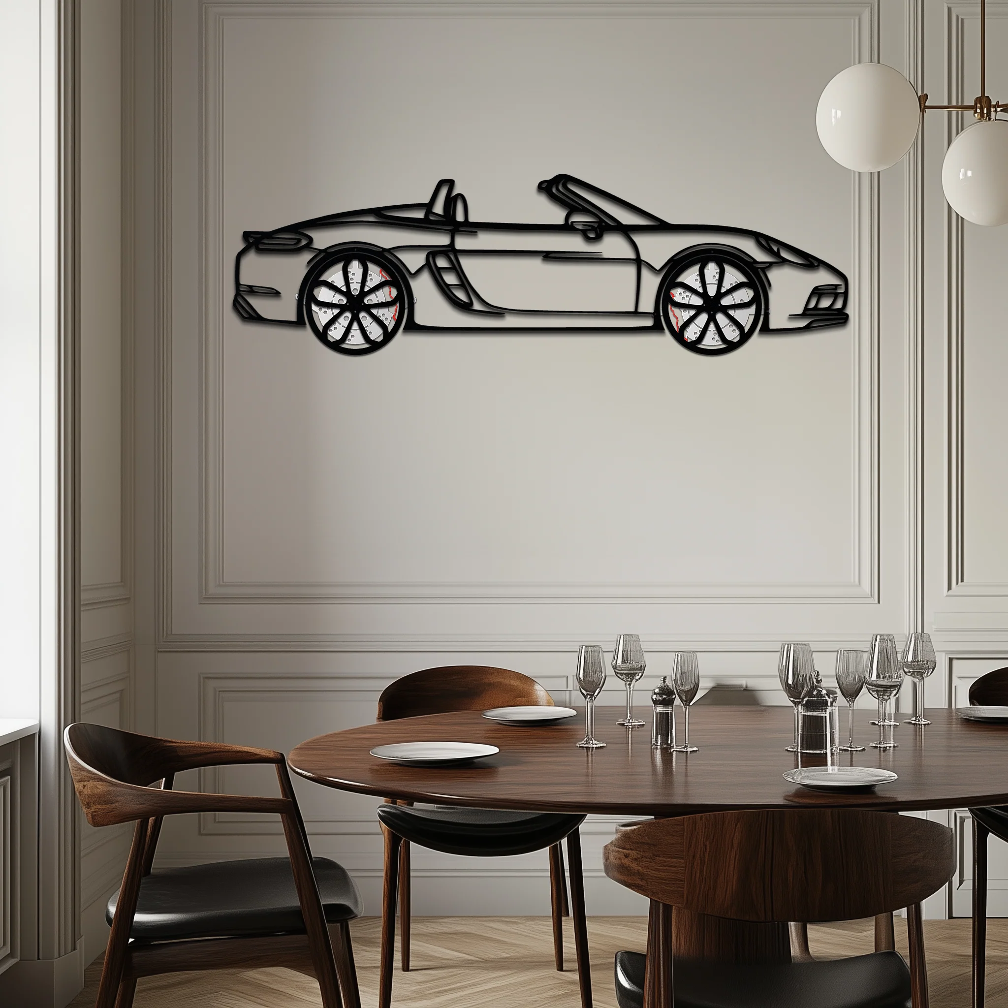 Porsche 718 Boxster GTS Metal Wall Art – Rotating Wheels – Luxury Car Silhouette Decor,KAFMEKA053 - Image 8