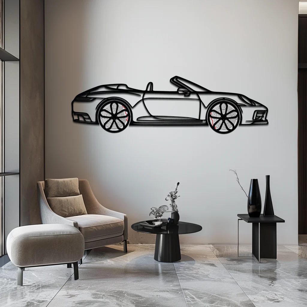Porsche 911 (992) Convertible Silhouette Metal Wall Art – Rotating Wheel Luxury Car Decor Gift 🌟🏎️,KAFMEKA057 - Image 3