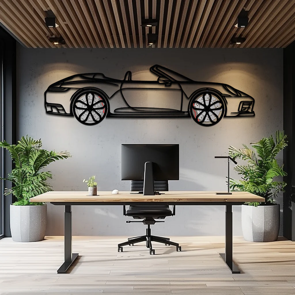 Porsche 911 (992) Convertible Silhouette Metal Wall Art – Rotating Wheel Luxury Car Decor Gift 🌟🏎️,KAFMEKA057 - Image 4