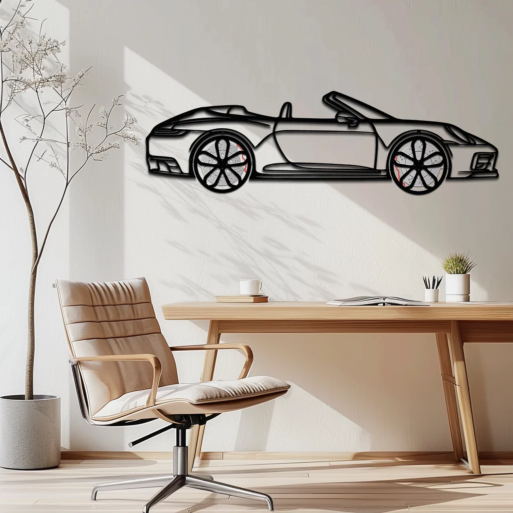 Porsche 911 (992) Convertible Silhouette Metal Wall Art – Rotating Wheel Luxury Car Decor Gift 🌟🏎️,KAFMEKA057 - Image 6