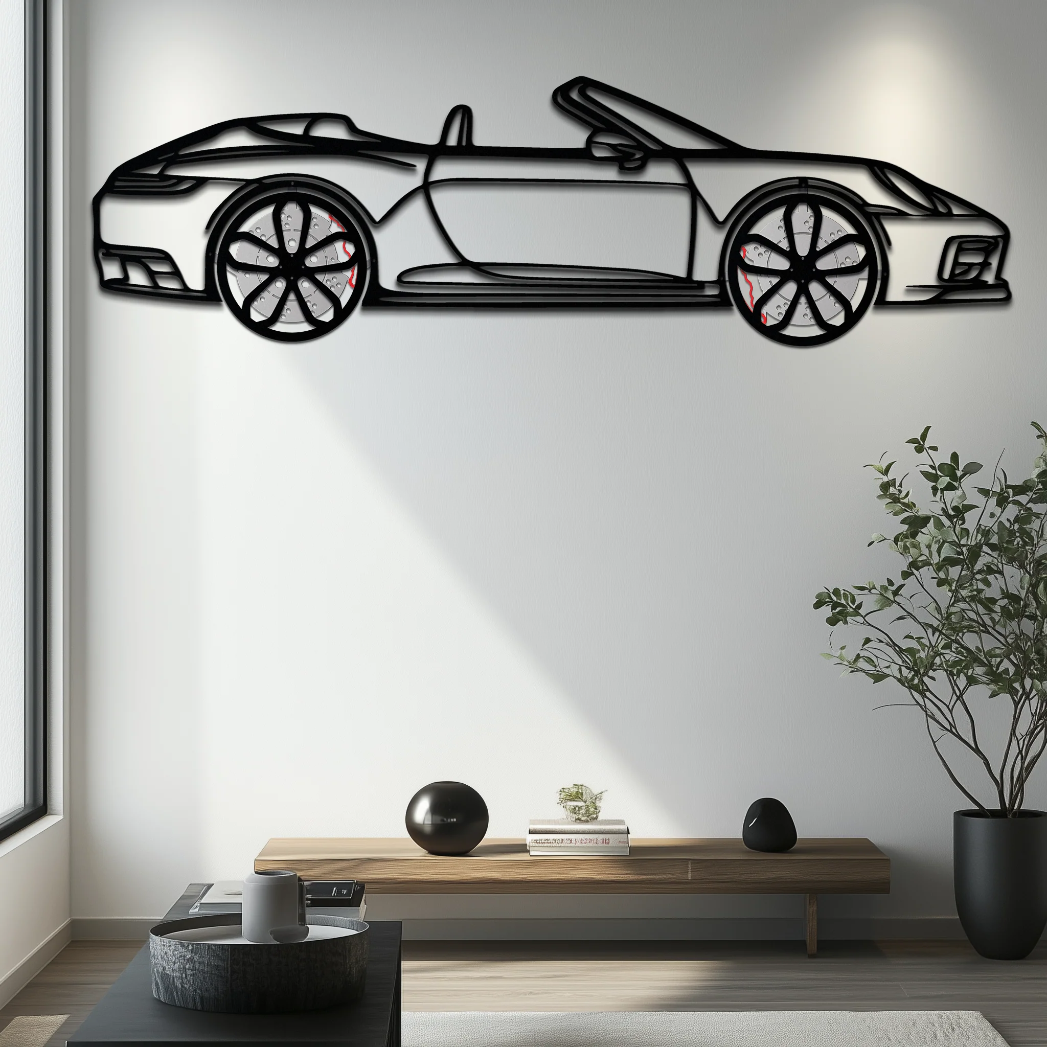 Porsche 911 (992) Convertible Silhouette Metal Wall Art – Rotating Wheel Luxury Car Decor Gift 🌟🏎️,KAFMEKA057 - Image 8