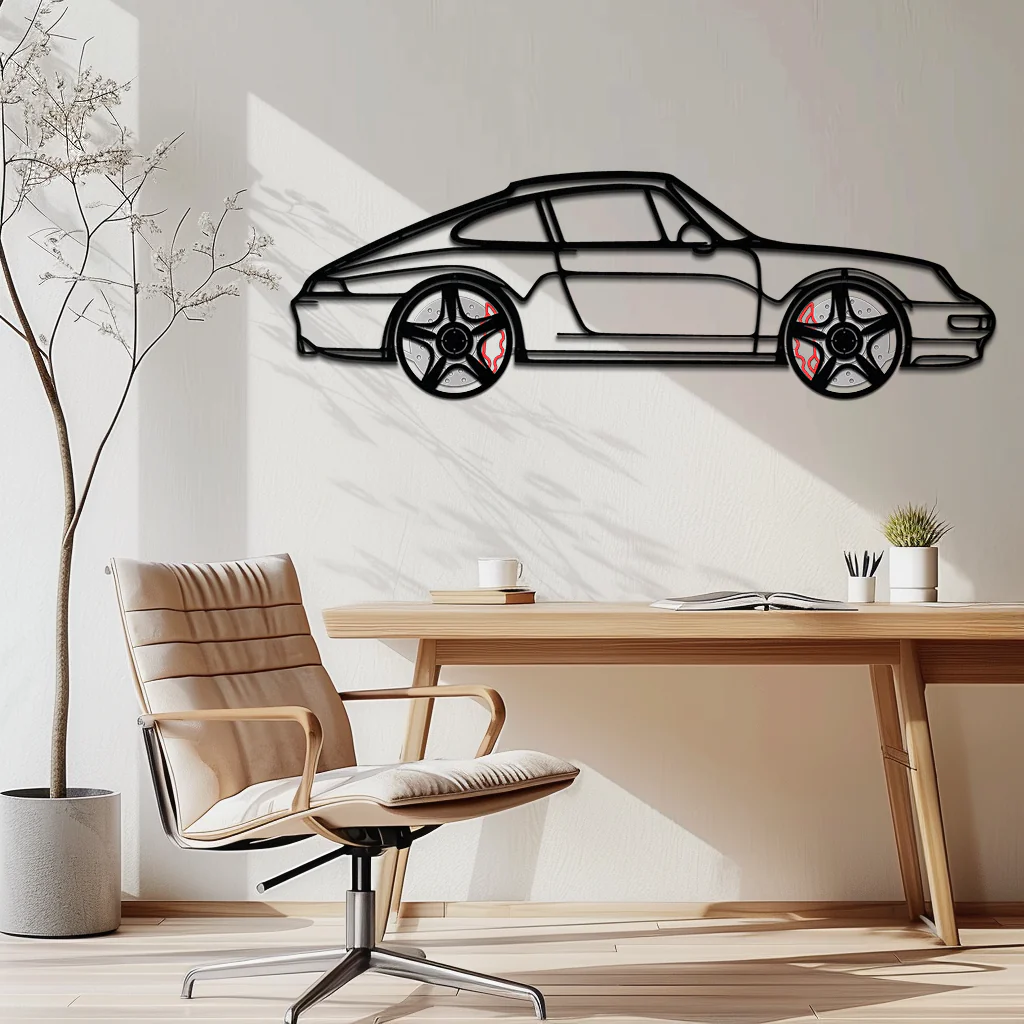 Porsche 911 (993) Silhouette Metal Wall Art – Classic Sports Car Décor with Rotating Wheels 🏁🔥,KAFMEKA058 - Image 6