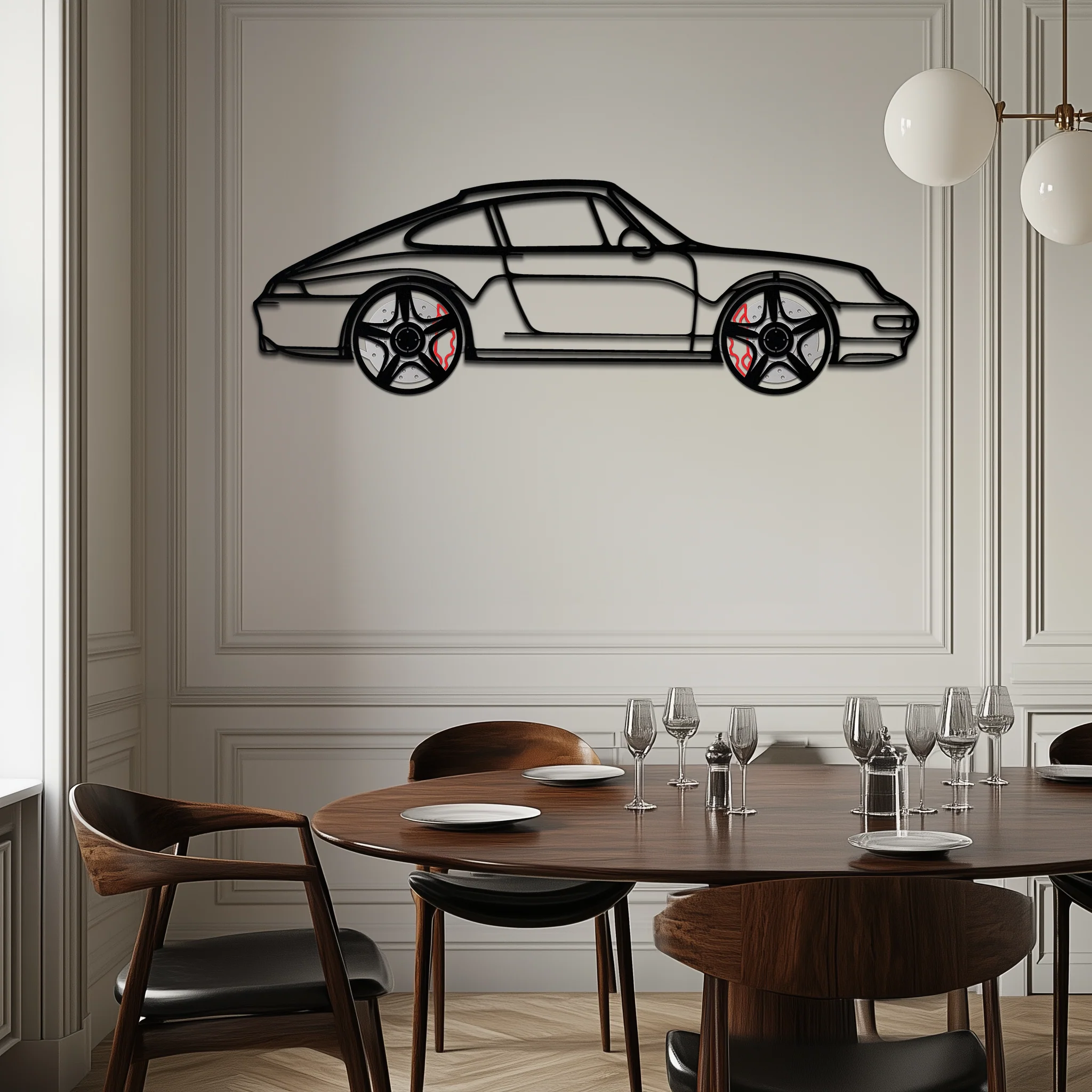 Porsche 911 (993) Silhouette Metal Wall Art – Classic Sports Car Décor with Rotating Wheels 🏁🔥,KAFMEKA058 - Image 8