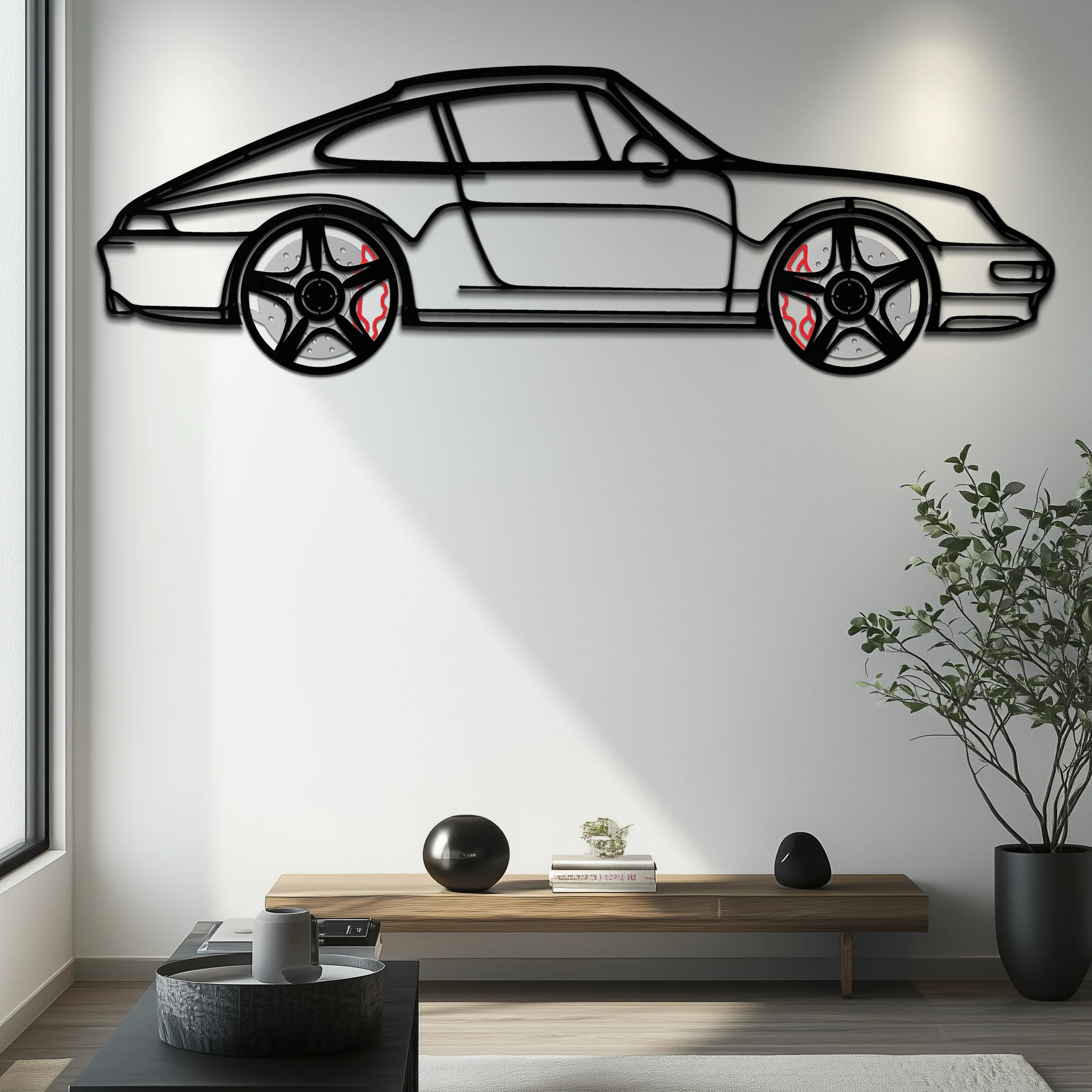 Porsche 911 (993) Silhouette Metal Wall Art – Classic Sports Car Décor with Rotating Wheels 🏁🔥,KAFMEKA058 - Image 9