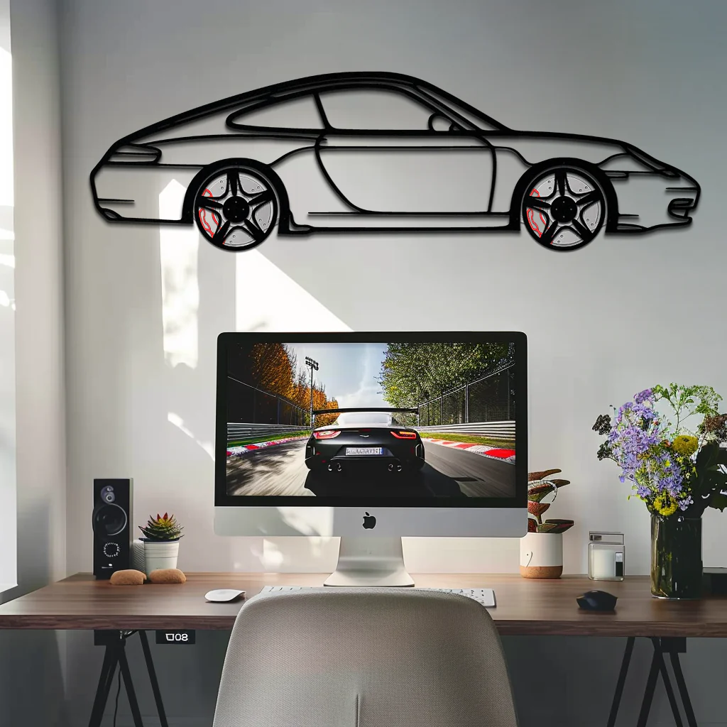 Porsche 911 (996) Silhouette Metal Wall Art – Modern Classic Décor with Rotating Wheels 🏁🔥,KAFMEKA059 - Image 2