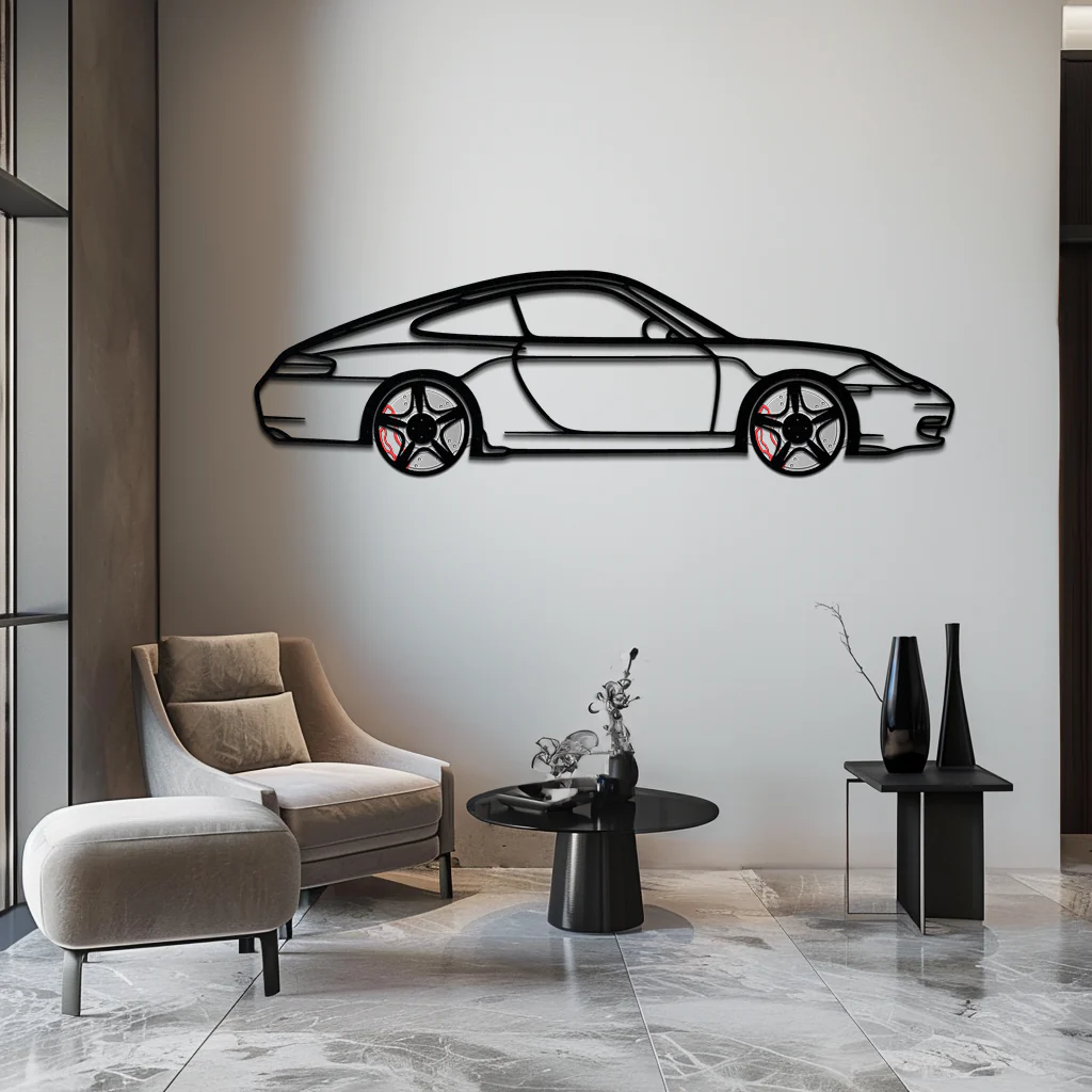 Porsche 911 (996) Silhouette Metal Wall Art – Modern Classic Décor with Rotating Wheels 🏁🔥,KAFMEKA059 - Image 4