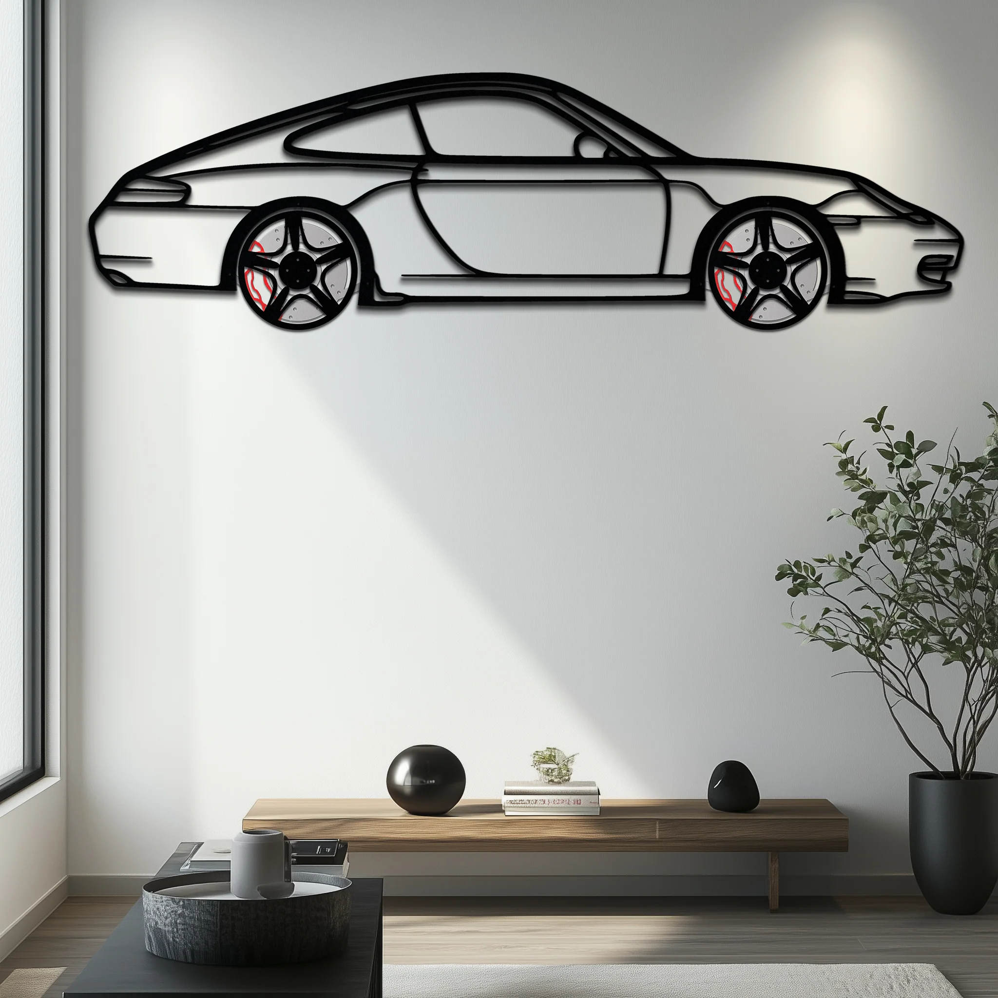Porsche 911 (996) Silhouette Metal Wall Art – Modern Classic Décor with Rotating Wheels 🏁🔥,KAFMEKA059 - Image 9
