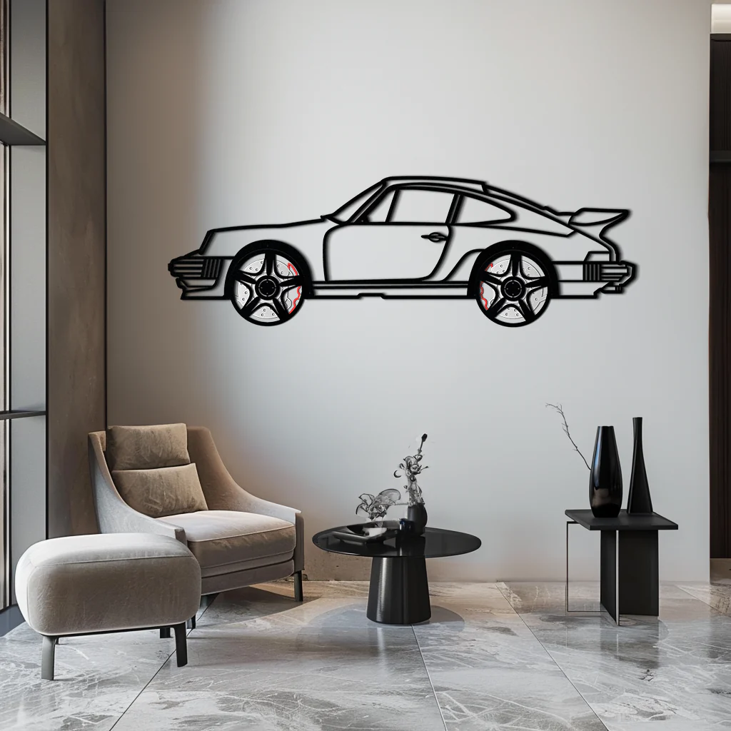 Porsche 911 Classic Metal Wall Art – Rotating Wheel Automotive Silhouette, Premium Gift for Car Lovers- KAFMEKA049 - Image 3