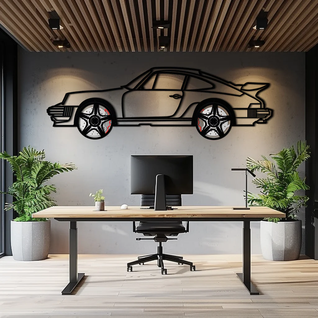 Porsche 911 Classic Metal Wall Art – Rotating Wheel Automotive Silhouette, Premium Gift for Car Lovers- KAFMEKA049 - Image 4