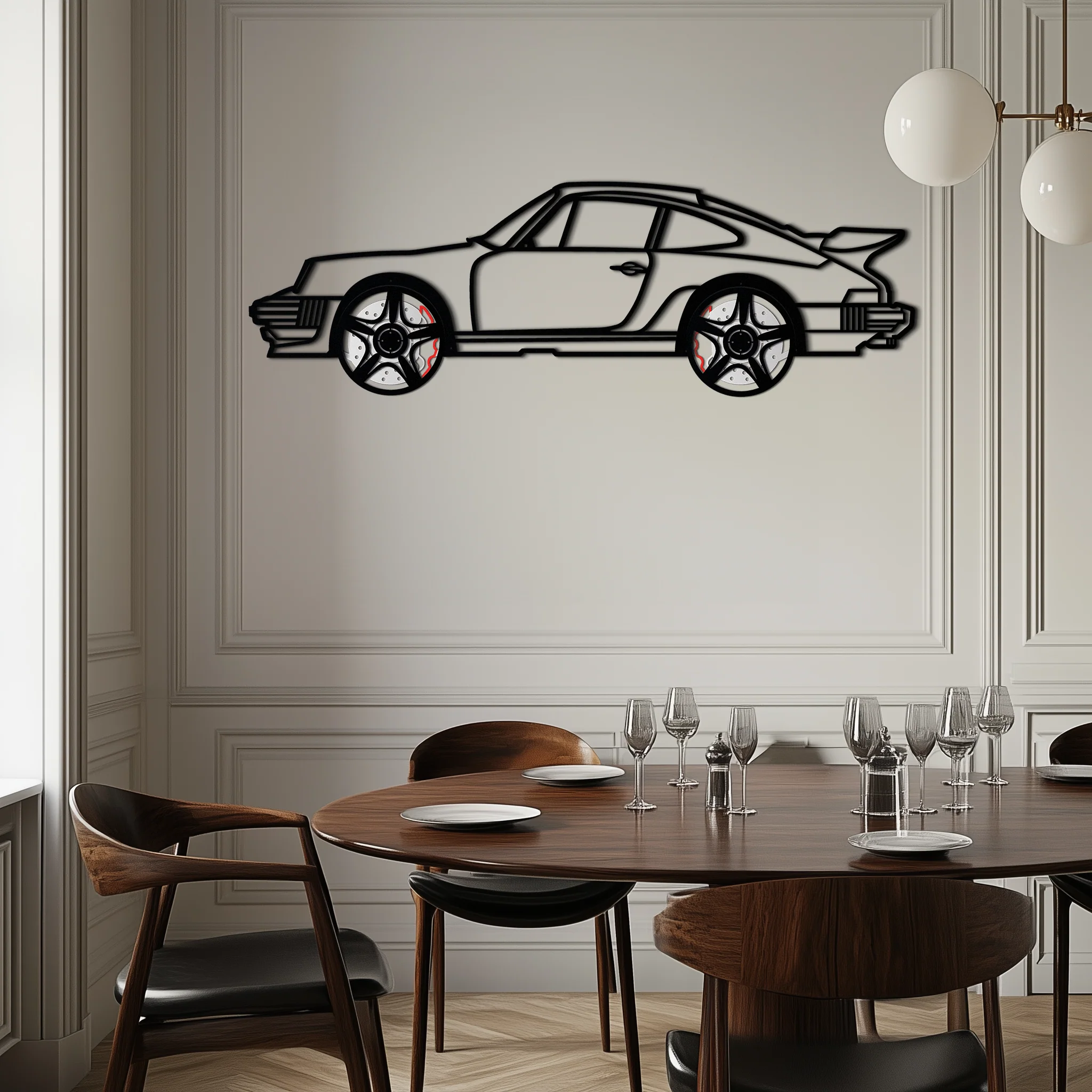 Porsche 911 Classic Metal Wall Art – Rotating Wheel Automotive Silhouette, Premium Gift for Car Lovers- KAFMEKA049 - Image 8