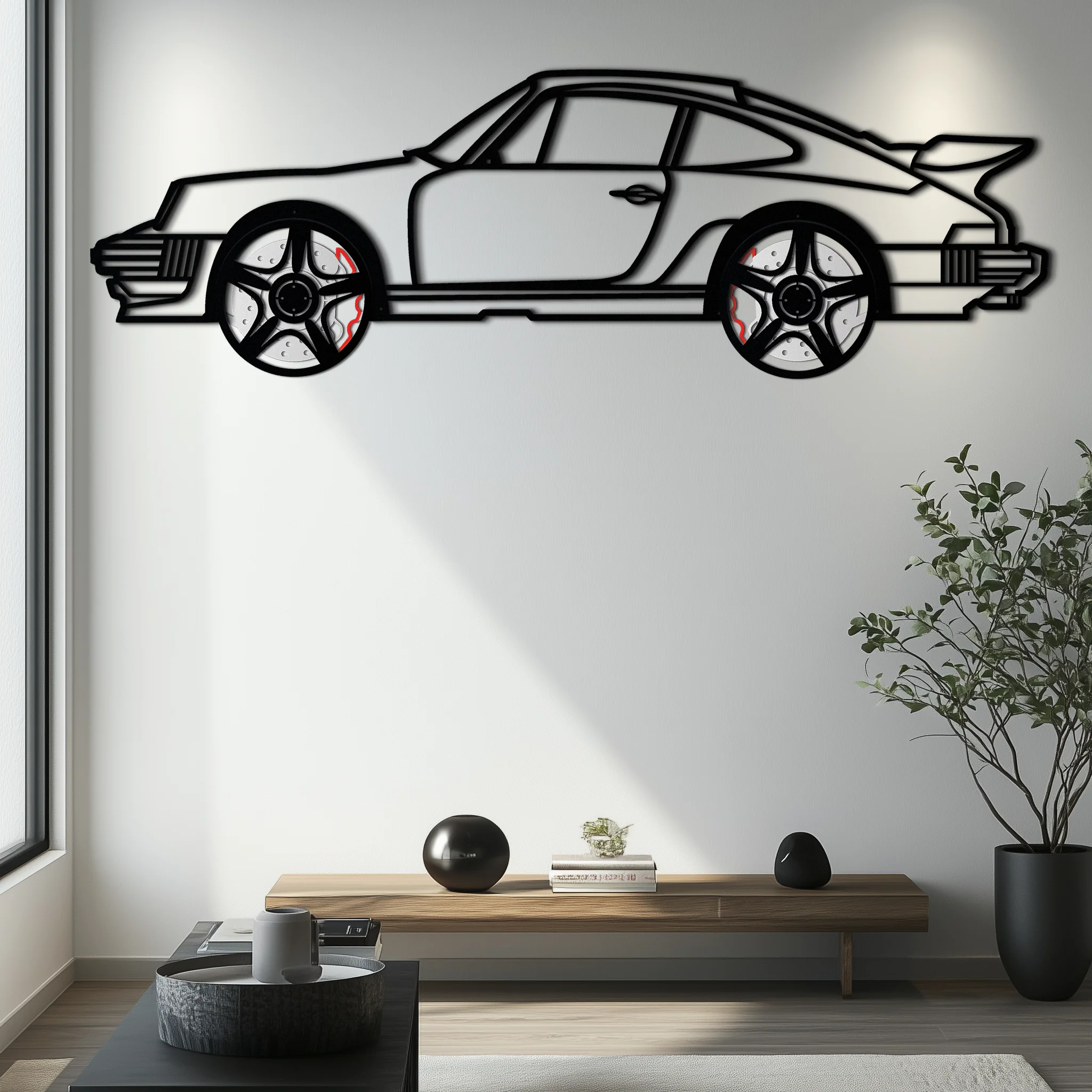 Porsche 911 Classic Metal Wall Art – Rotating Wheel Automotive Silhouette, Premium Gift for Car Lovers- KAFMEKA049 - Image 9
