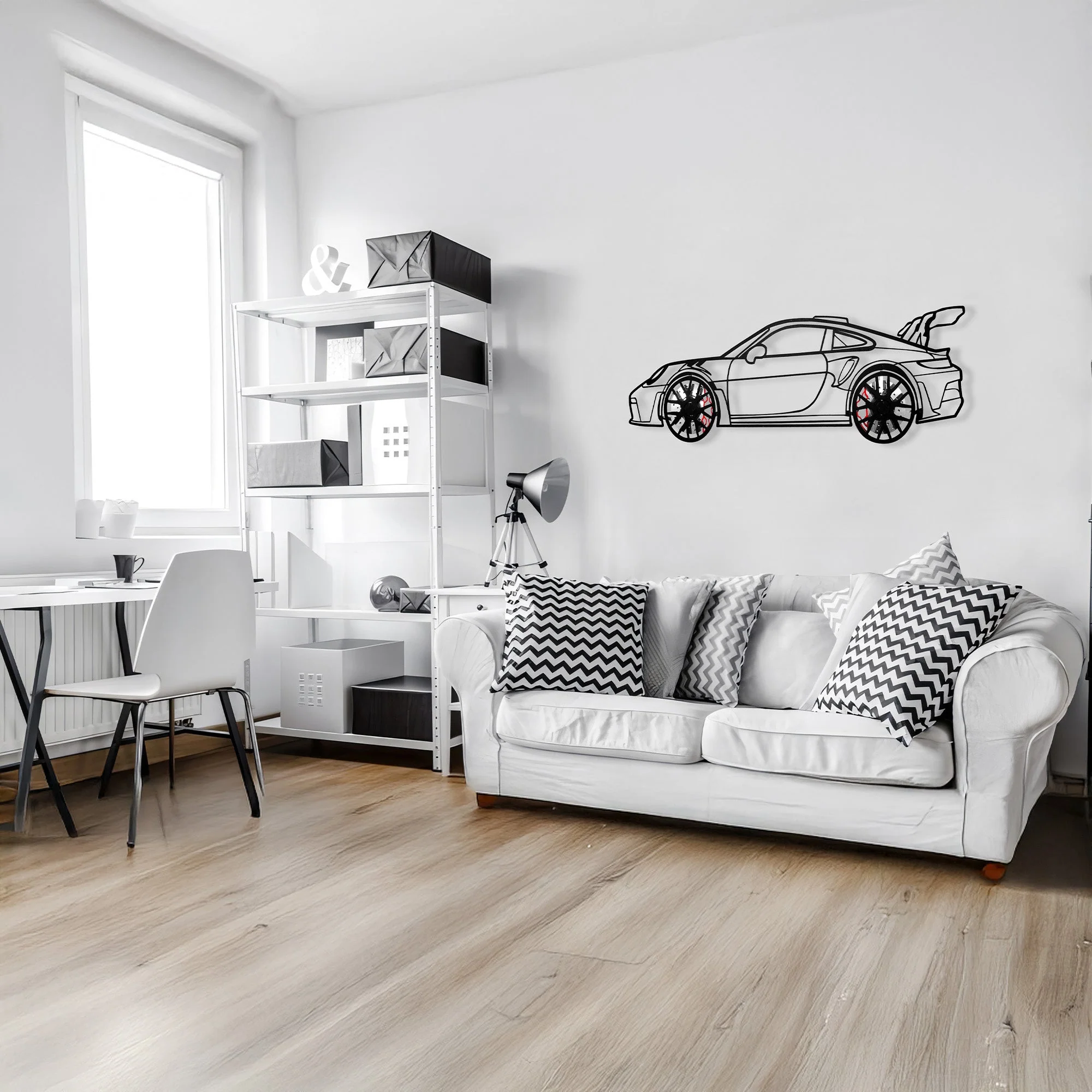 Porsche 911 GT Wall Art – Steel Silhouette with Spinning Wheels-KAFMEKA037 - Image 11