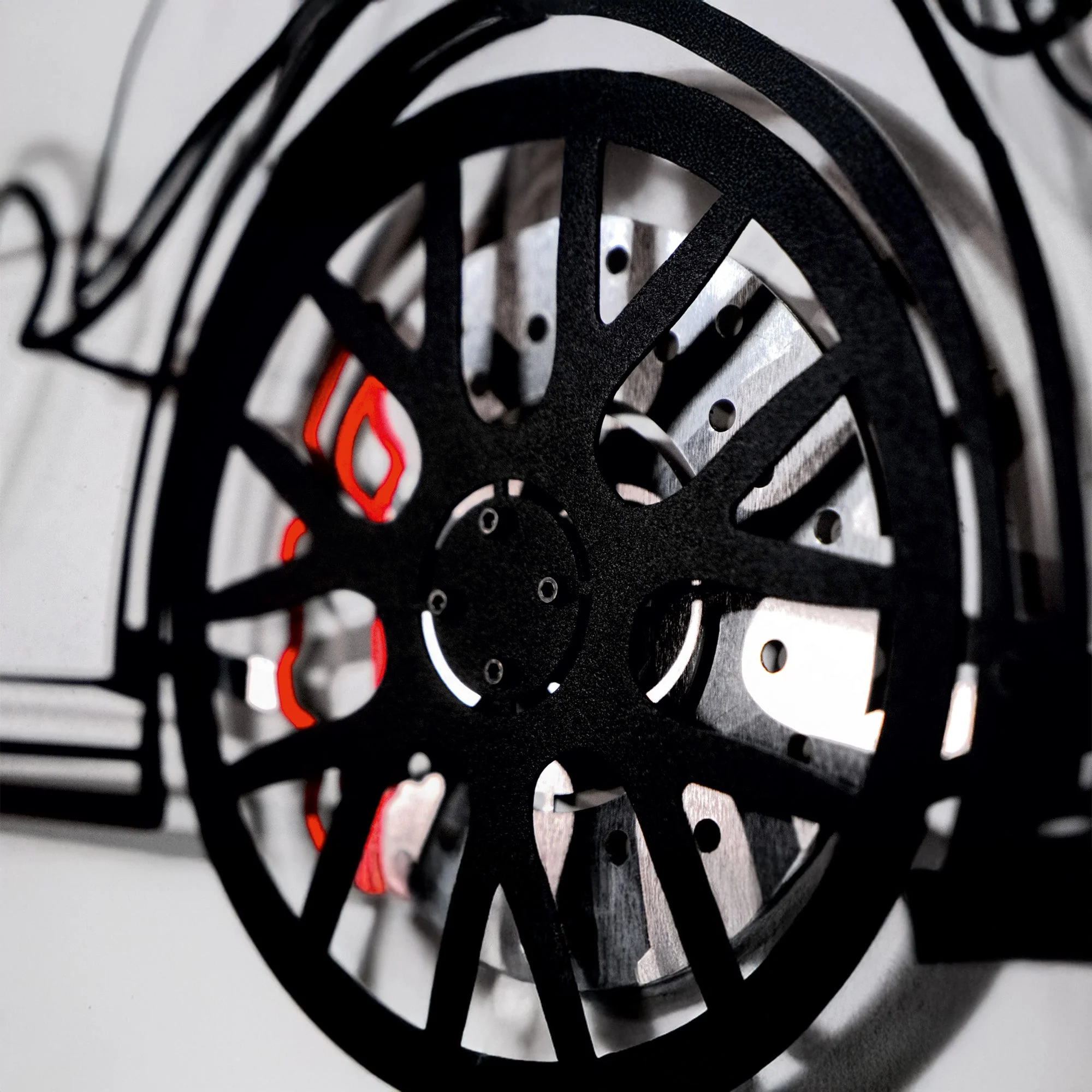 Porsche 911 GT Wall Art – Steel Silhouette with Spinning Wheels-KAFMEKA037 - Image 3
