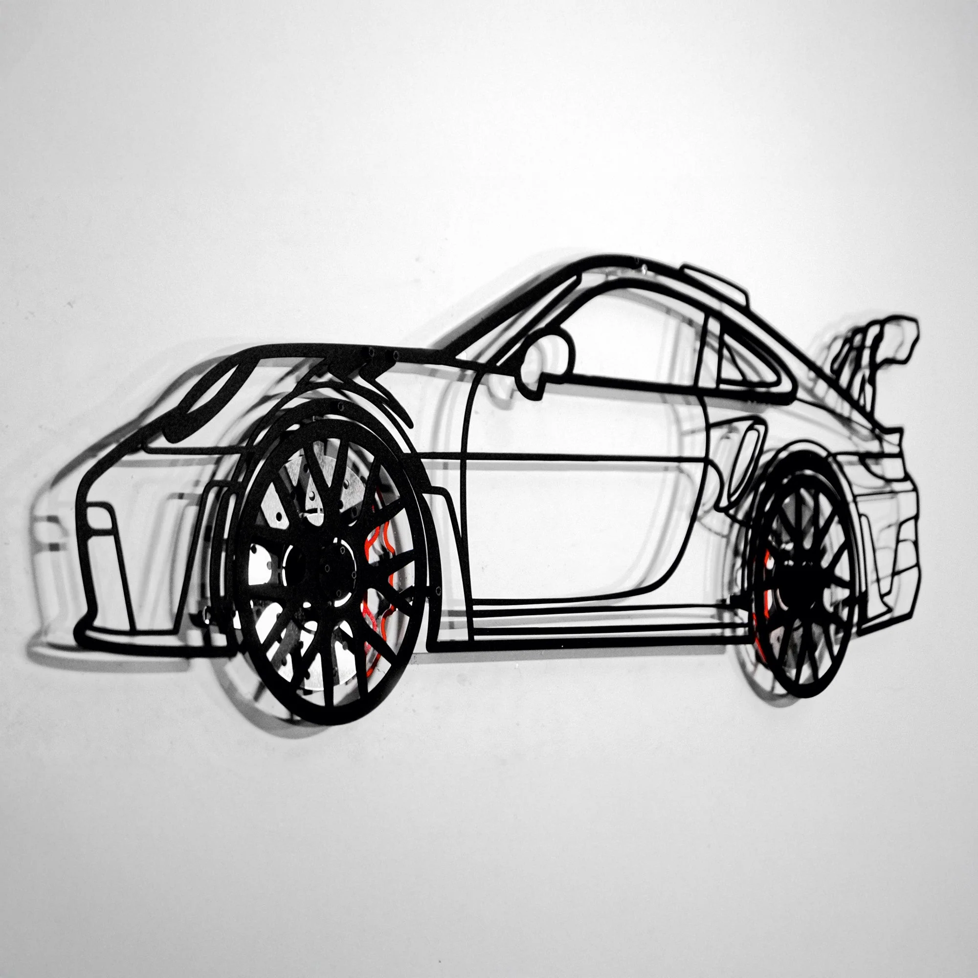 Porsche 911 GT Wall Art – Steel Silhouette with Spinning Wheels-KAFMEKA037 - Image 4