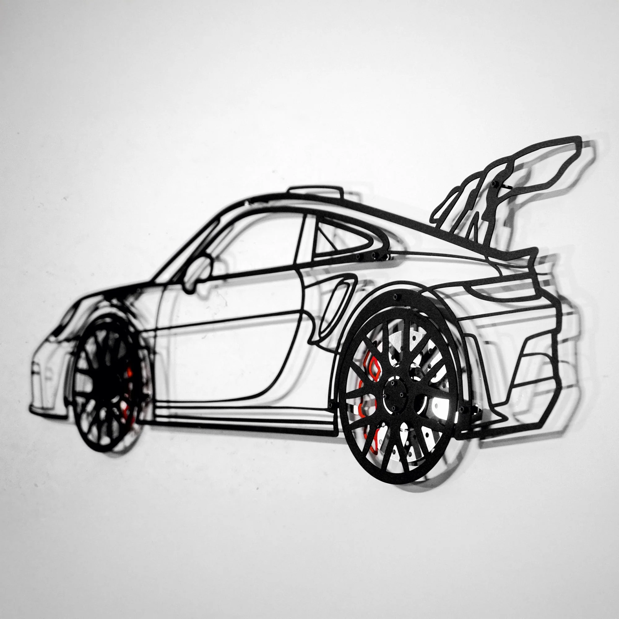 Porsche 911 GT Wall Art – Steel Silhouette with Spinning Wheels-KAFMEKA037 - Image 5