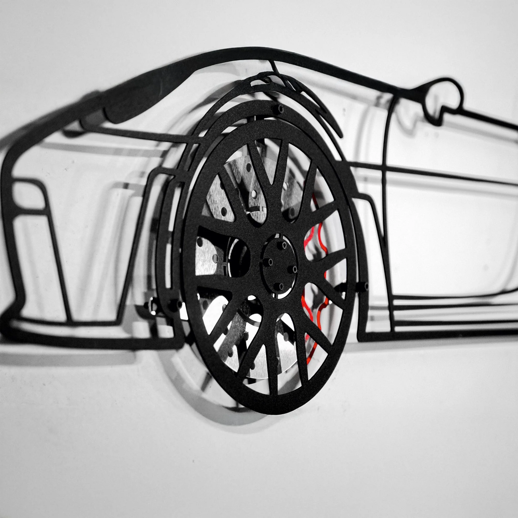 Porsche 911 GT Wall Art – Steel Silhouette with Spinning Wheels-KAFMEKA037 - Image 6