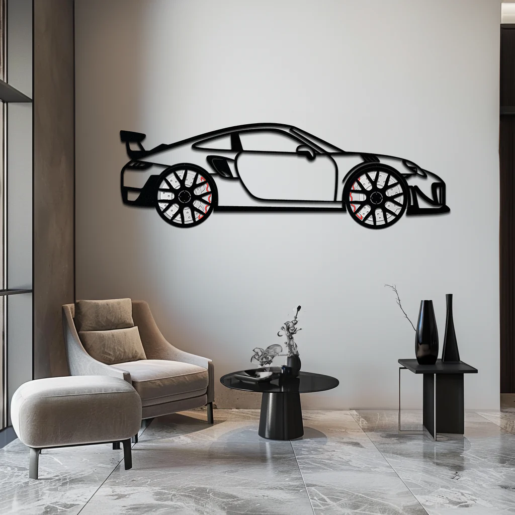 Porsche 911 GT2 Metal Wall Art – Rotating Wheel Motorsport Silhouette | Premium Gift for Car Enthusiasts ,KAFMEKA050 - Image 2