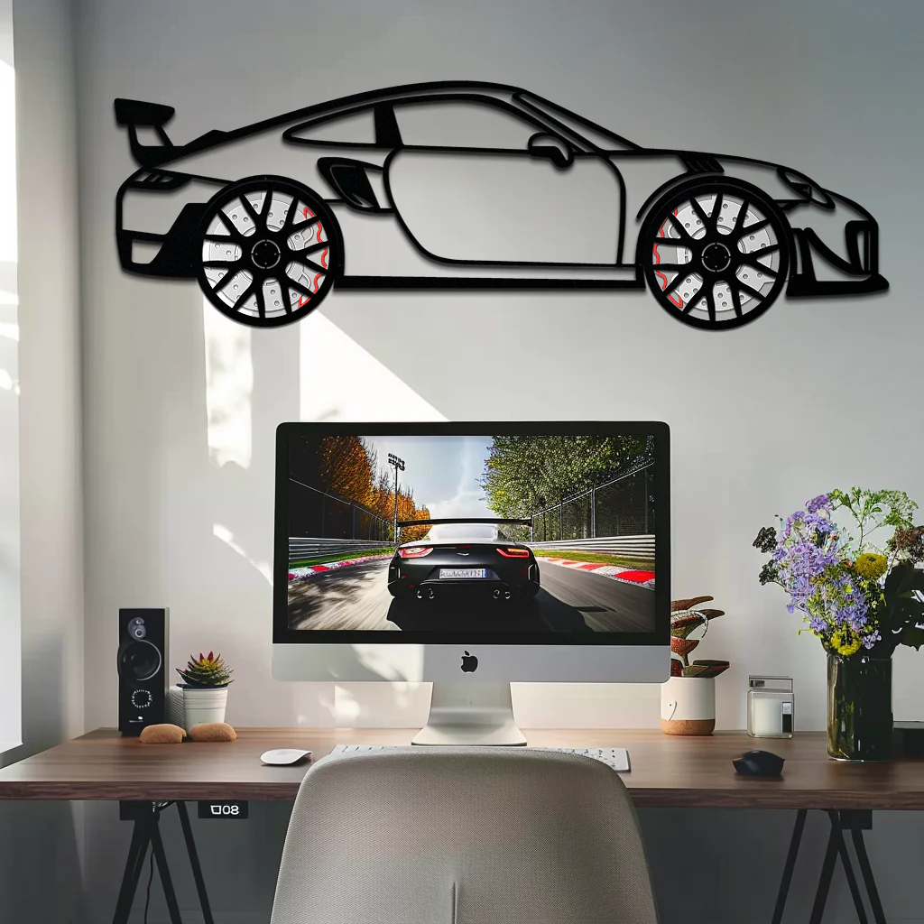 Porsche 911 GT2 Metal Wall Art – Rotating Wheel Motorsport Silhouette | Premium Gift for Car Enthusiasts ,KAFMEKA050 - Image 3