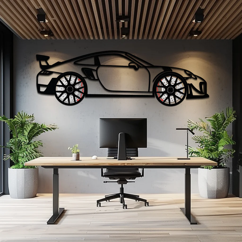Porsche 911 GT2 Metal Wall Art – Rotating Wheel Motorsport Silhouette | Premium Gift for Car Enthusiasts ,KAFMEKA050 - Image 4