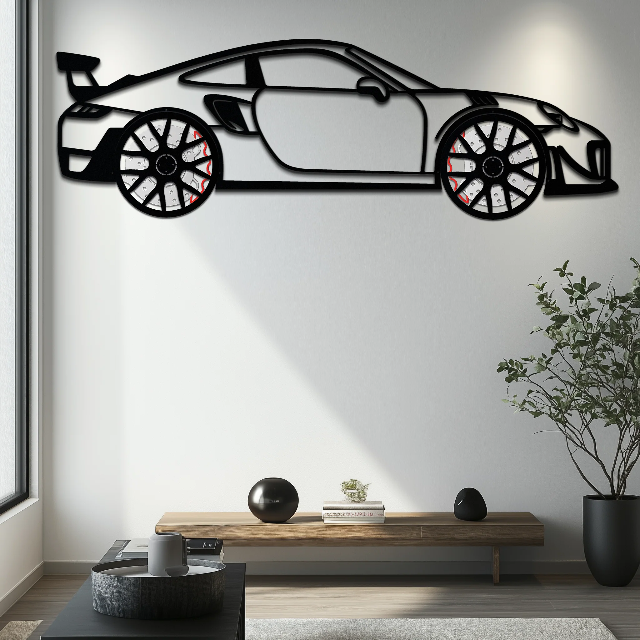Porsche 911 GT2 Metal Wall Art – Rotating Wheel Motorsport Silhouette | Premium Gift for Car Enthusiasts ,KAFMEKA050 - Image 9