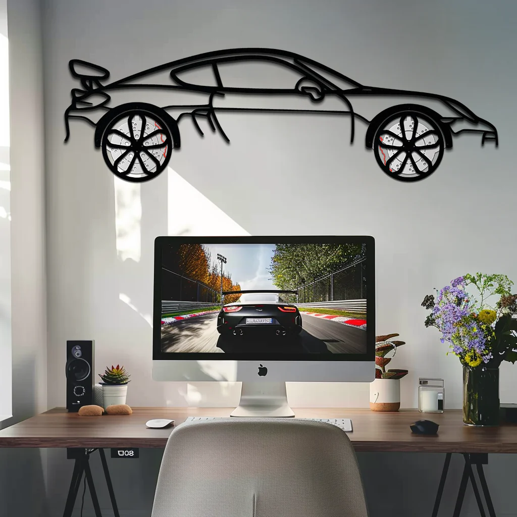 Porsche 911 GT2 Metal Wall Art – Rotating Wheel Motorsport Silhouette | Premium Gift for Car Enthusiasts,KAFMEKA052 - Image 2