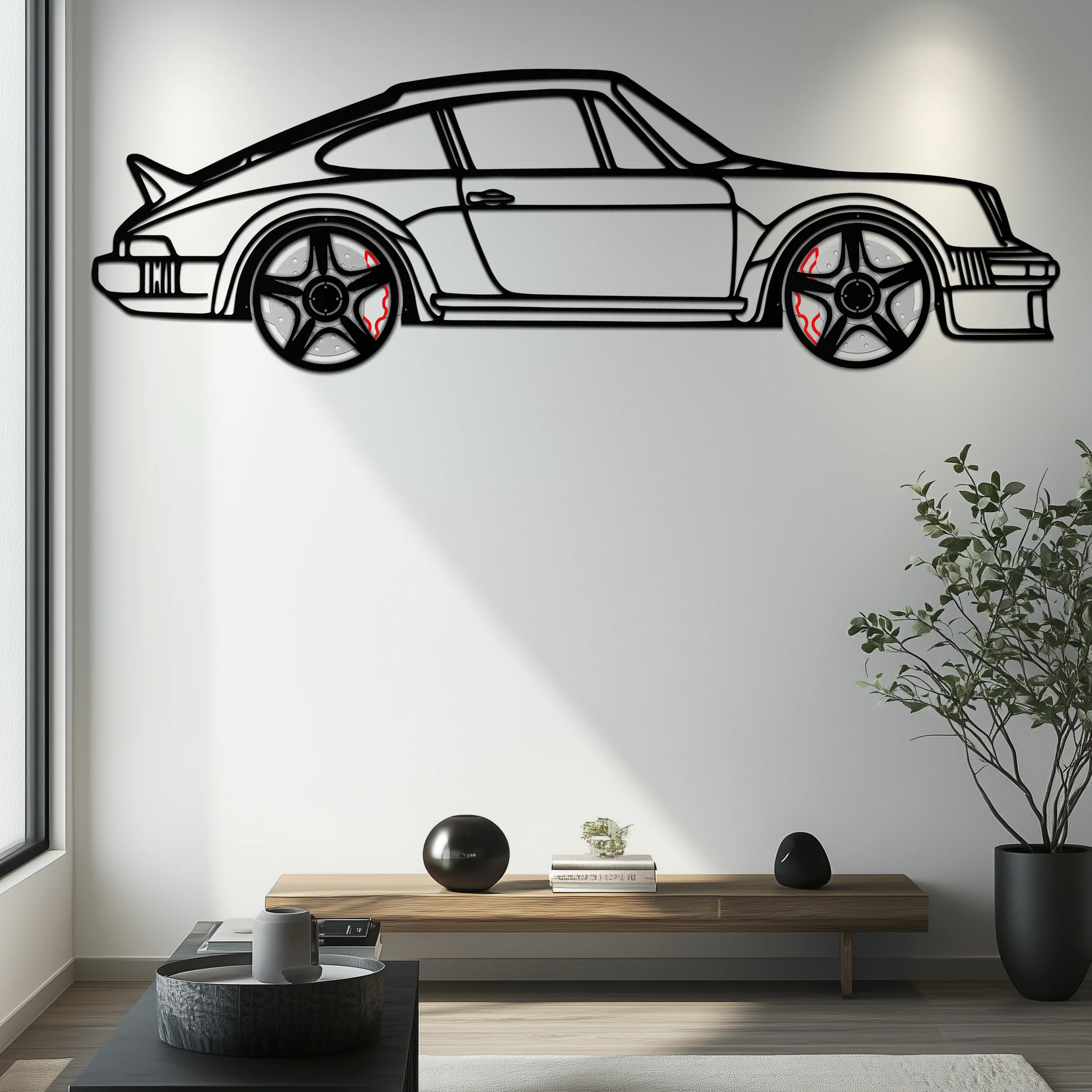 PORSCHE 911 SC Metal Wall Art – Classic Silhouette with Rotating Wheels 🚗✨KAFMEKA060 - Image 3