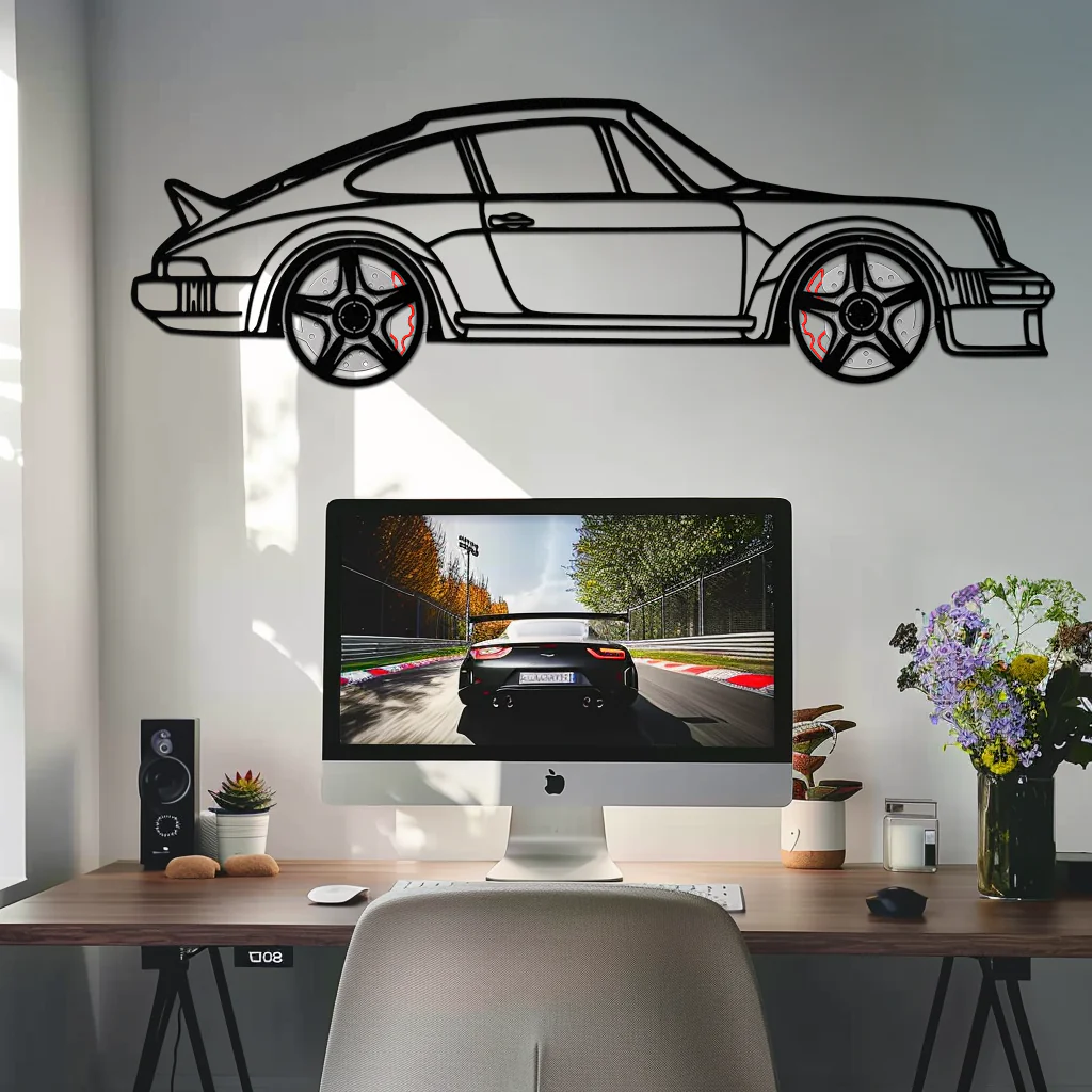 PORSCHE 911 SC Metal Wall Art – Classic Silhouette with Rotating Wheels 🚗✨KAFMEKA060 - Image 5