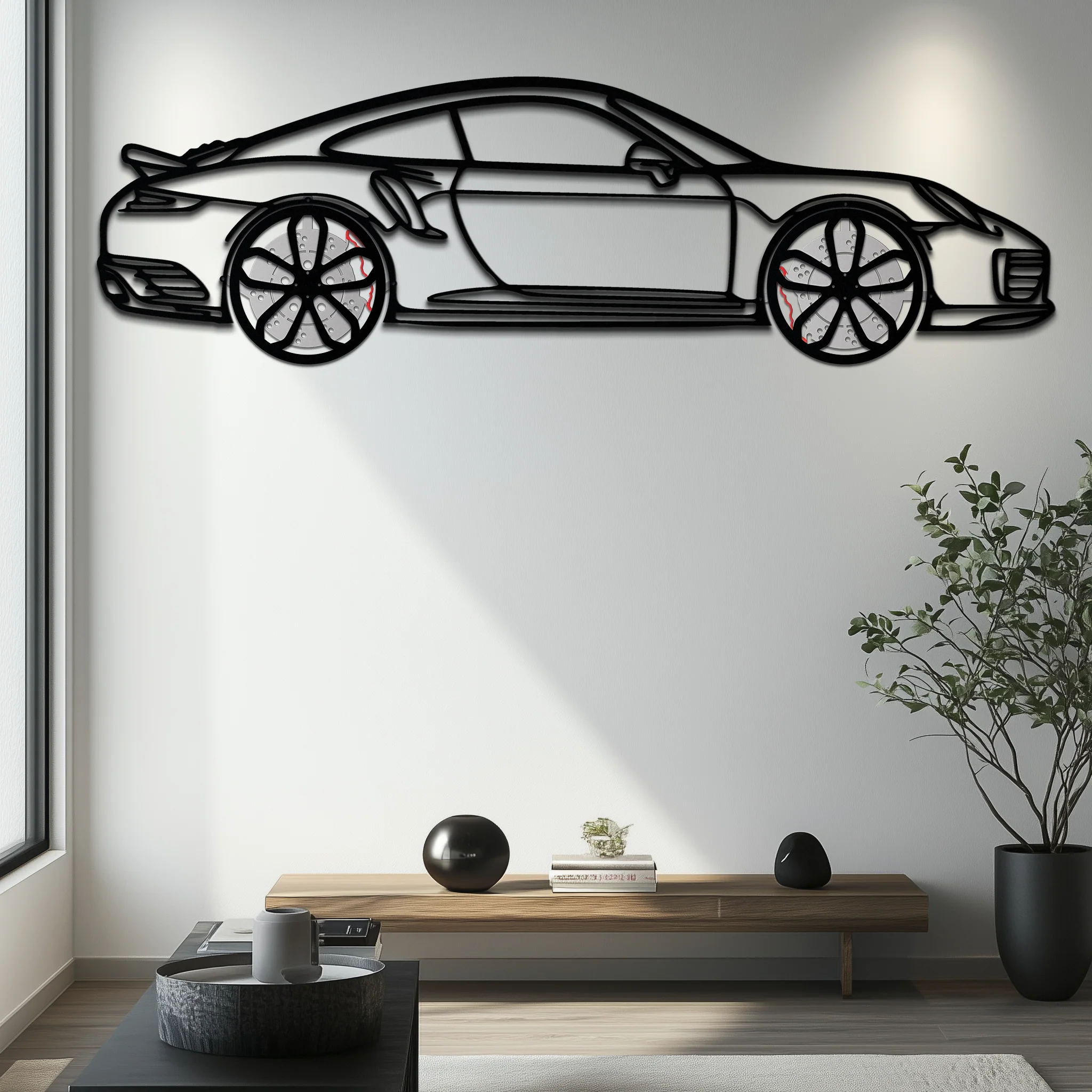 Porsche 911 Turbo S Silhouette Metal Wall Art – Rotating Wheel Automotive Decor Gift 🏎️🔥,KAFMEKA056 - Image 10