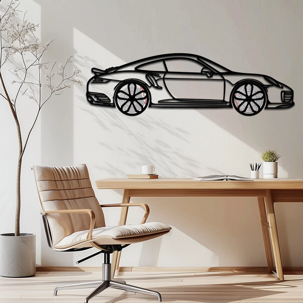 Porsche 911 Turbo S Silhouette Metal Wall Art – Rotating Wheel Automotive Decor Gift 🏎️🔥,KAFMEKA056 - Image 3