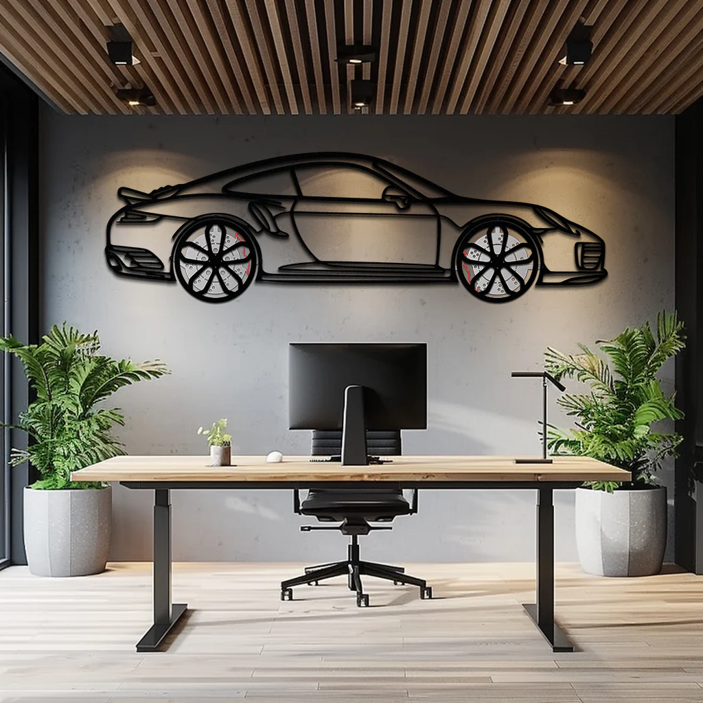 Porsche 911 Turbo S Silhouette Metal Wall Art – Rotating Wheel Automotive Decor Gift 🏎️🔥,KAFMEKA056 - Image 5