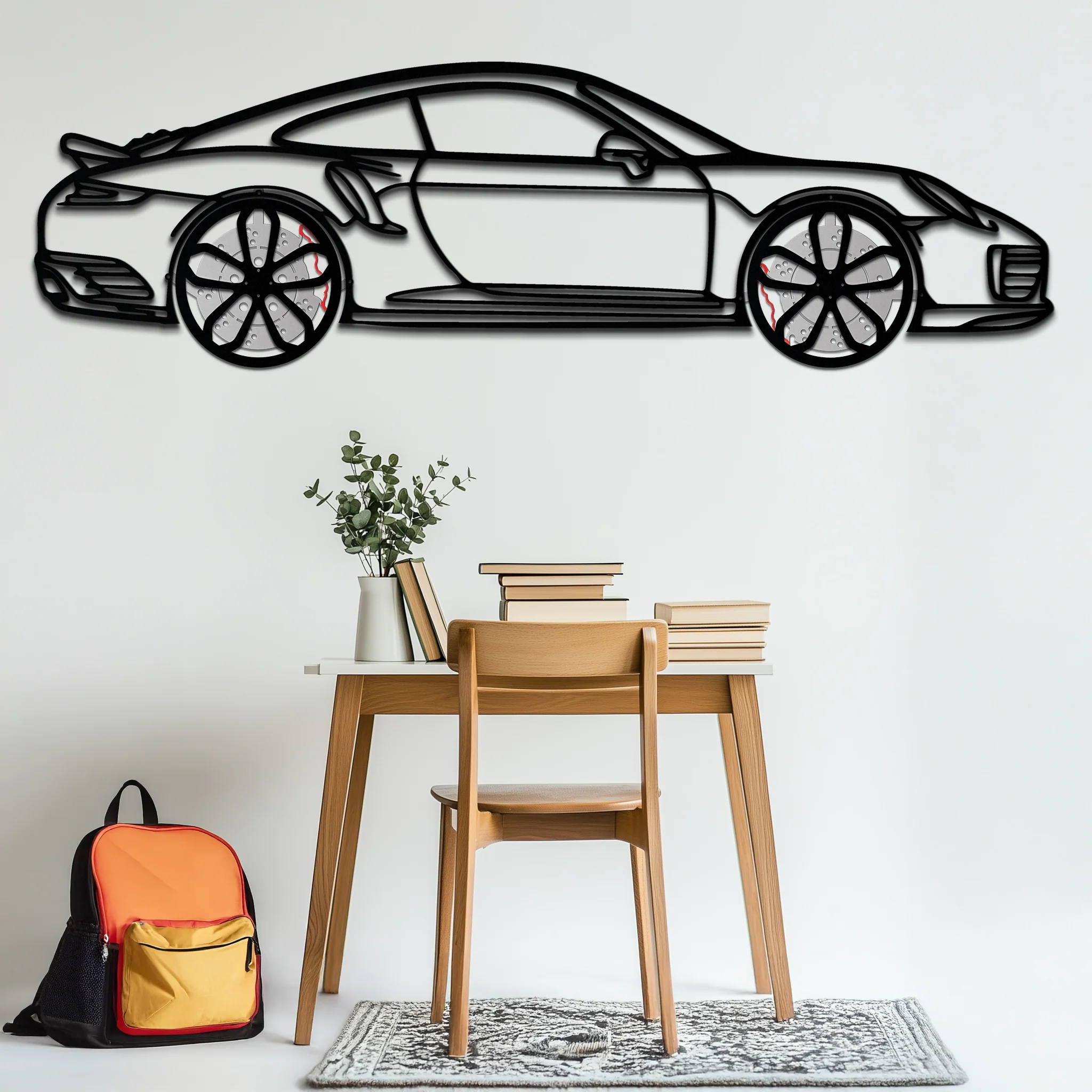 Porsche 911 Turbo S Silhouette Metal Wall Art – Rotating Wheel Automotive Decor Gift 🏎️🔥,KAFMEKA056 - Image 7