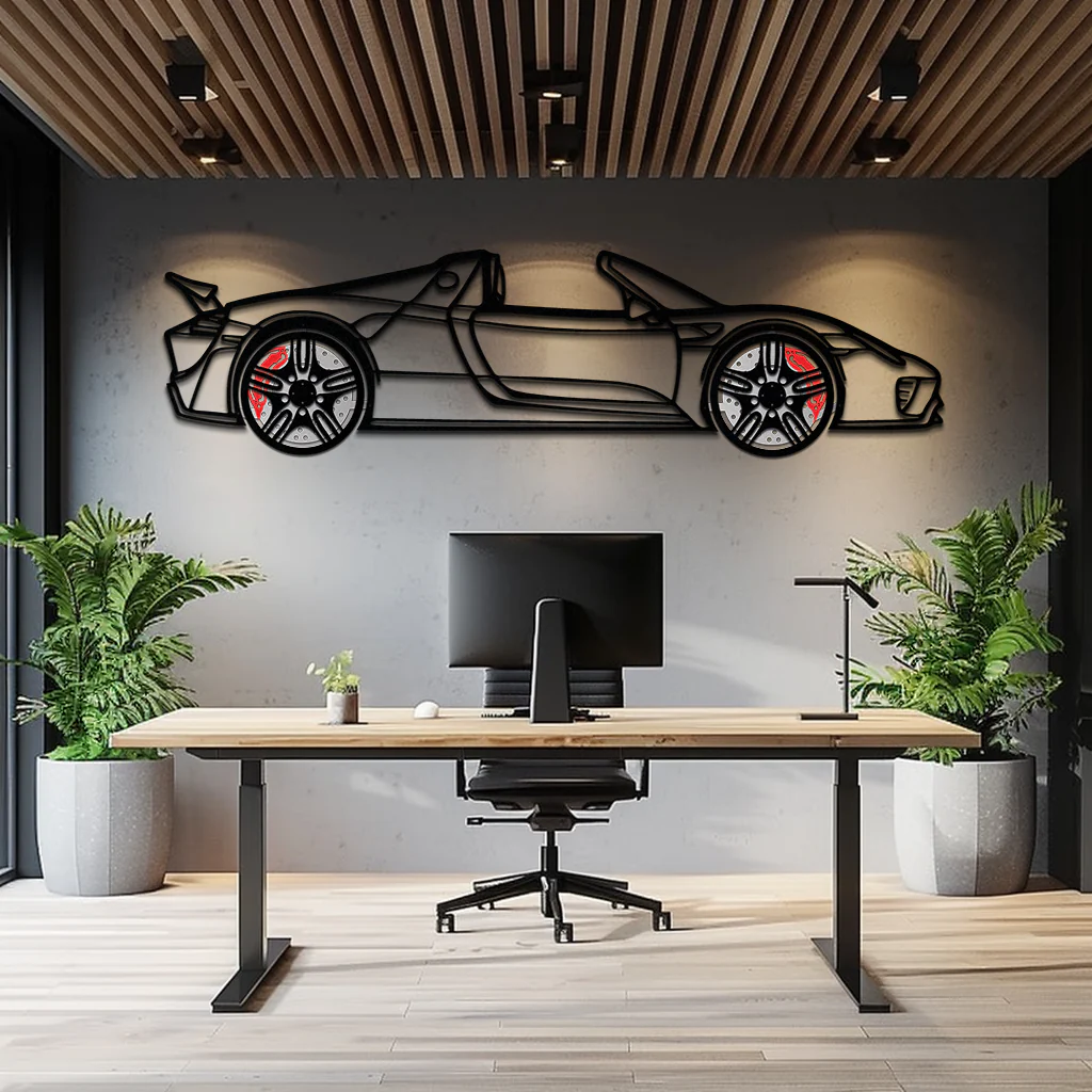 Porsche 918 Spyder Silhouette Metal Wall Art – Hybrid Hypercar Decor with Rotating Wheels ⚡🏁,KAFMEKA061 - Image 3