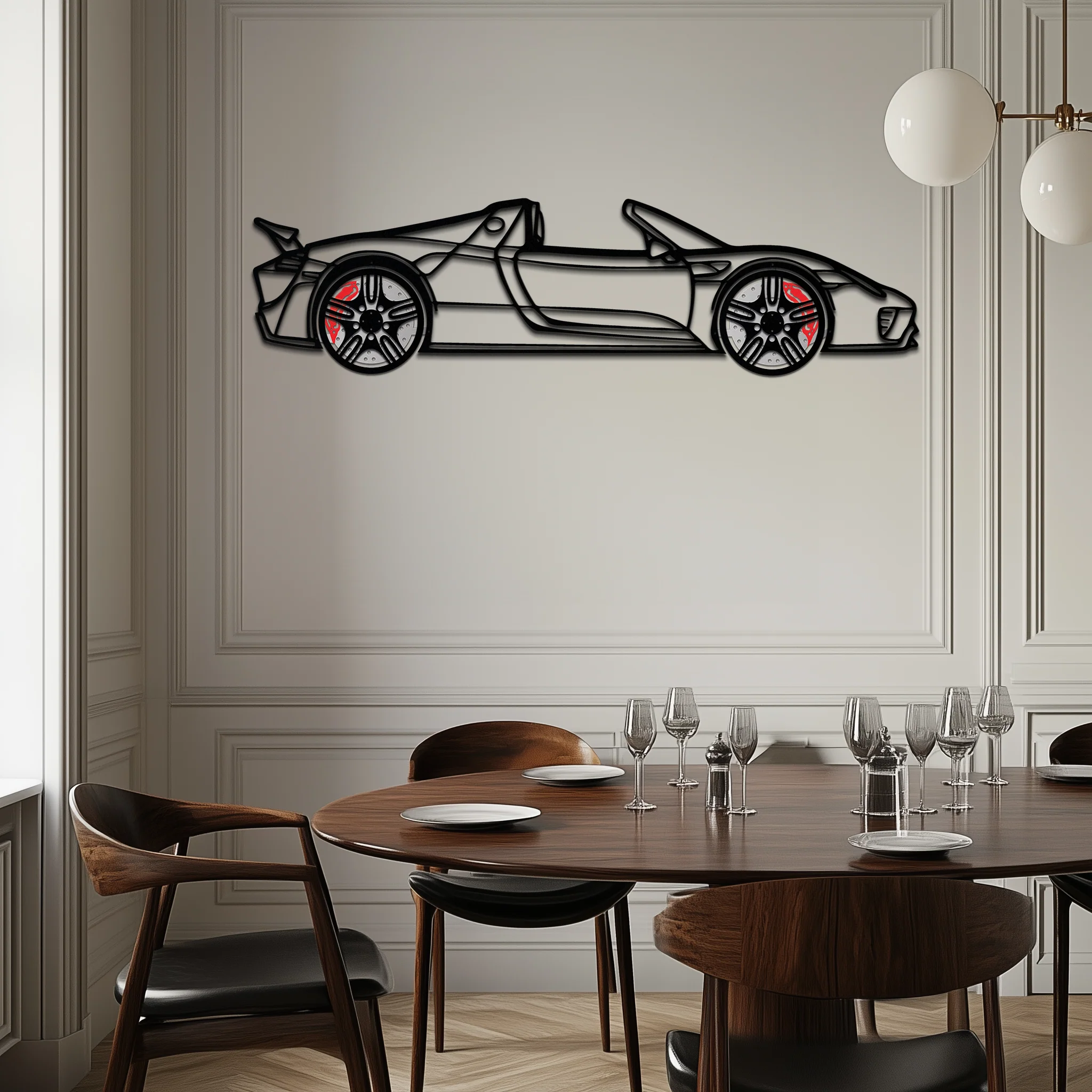 Porsche 918 Spyder Silhouette Metal Wall Art – Hybrid Hypercar Decor with Rotating Wheels ⚡🏁,KAFMEKA061 - Image 8