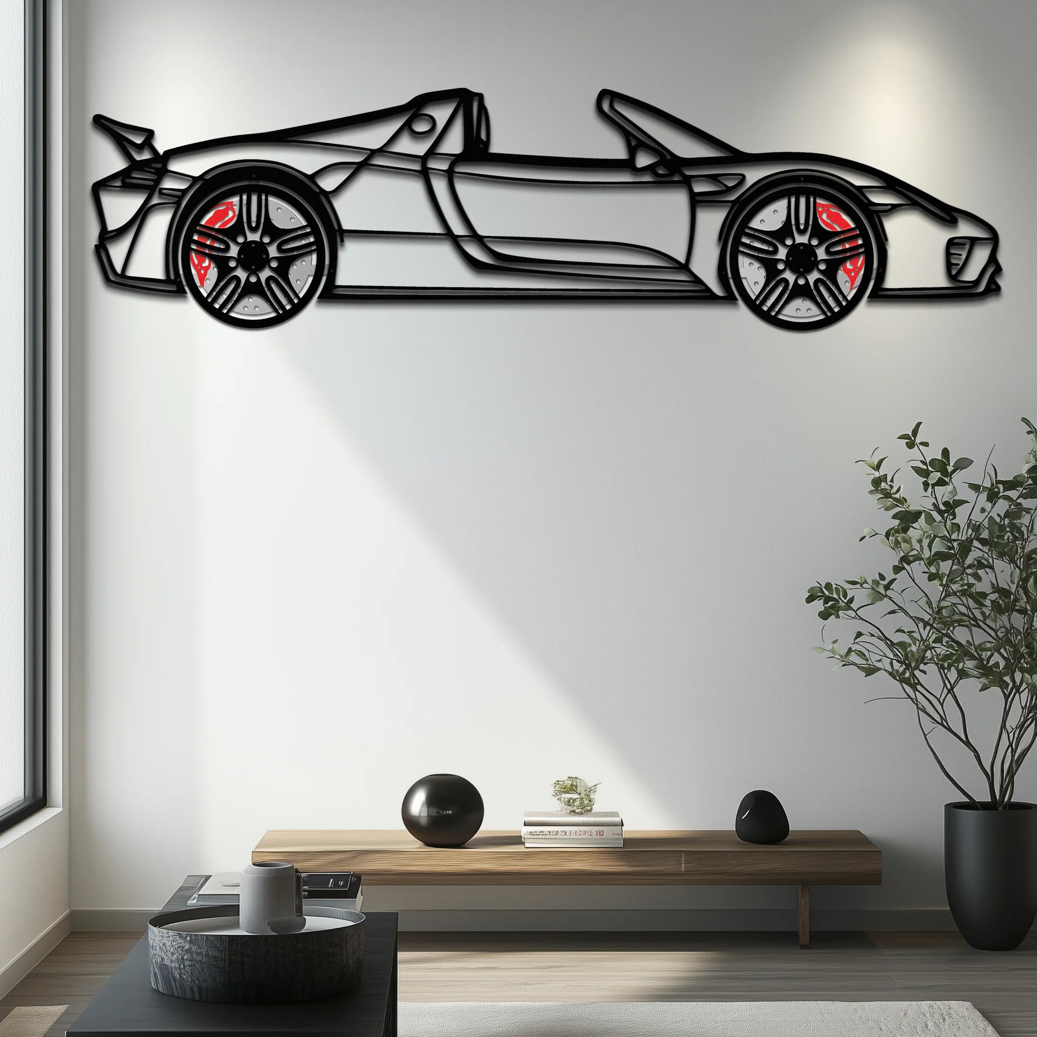 Porsche 918 Spyder Silhouette Metal Wall Art – Hybrid Hypercar Decor with Rotating Wheels ⚡🏁,KAFMEKA061 - Image 9