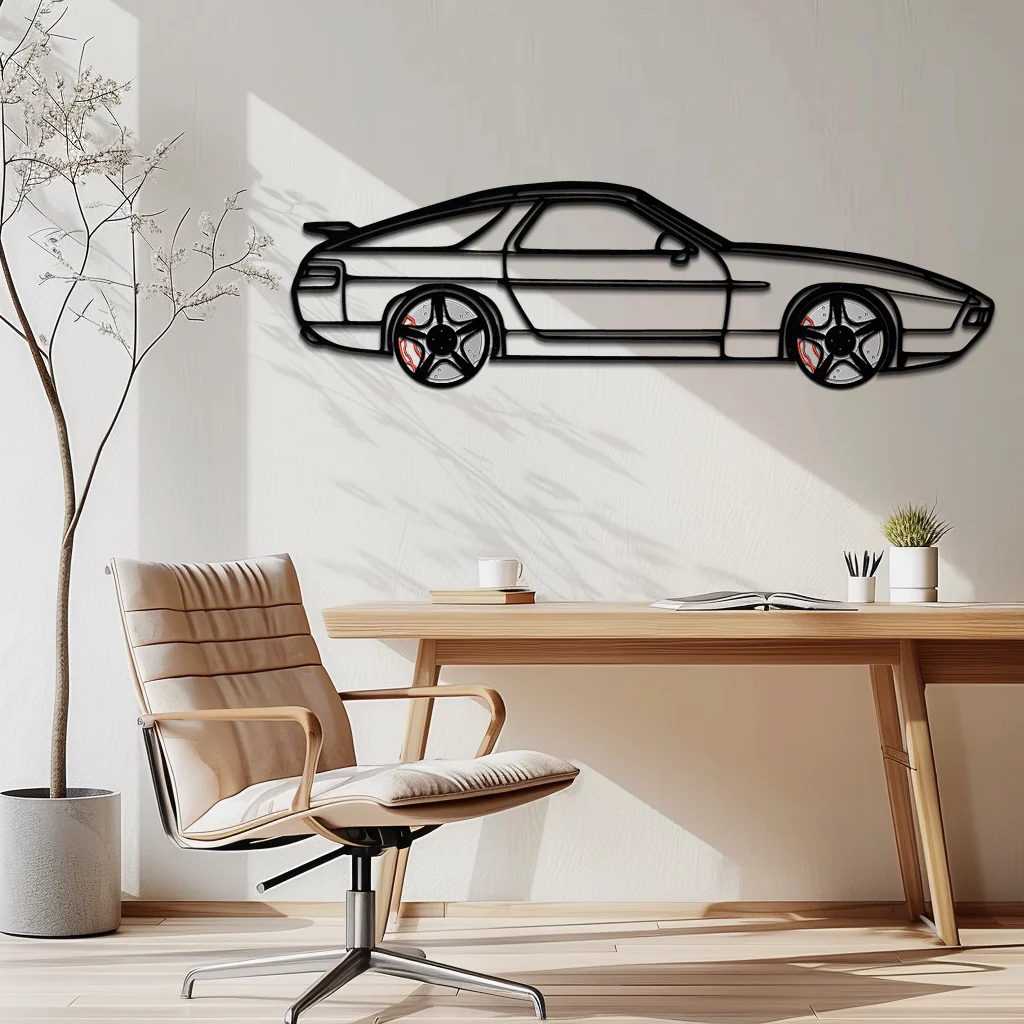 Porsche 928 GTS Silhouette Metal Wall Art – Classic Grand Tourer Decor with Rotating Wheels-KAFMEKA062 - Image 2