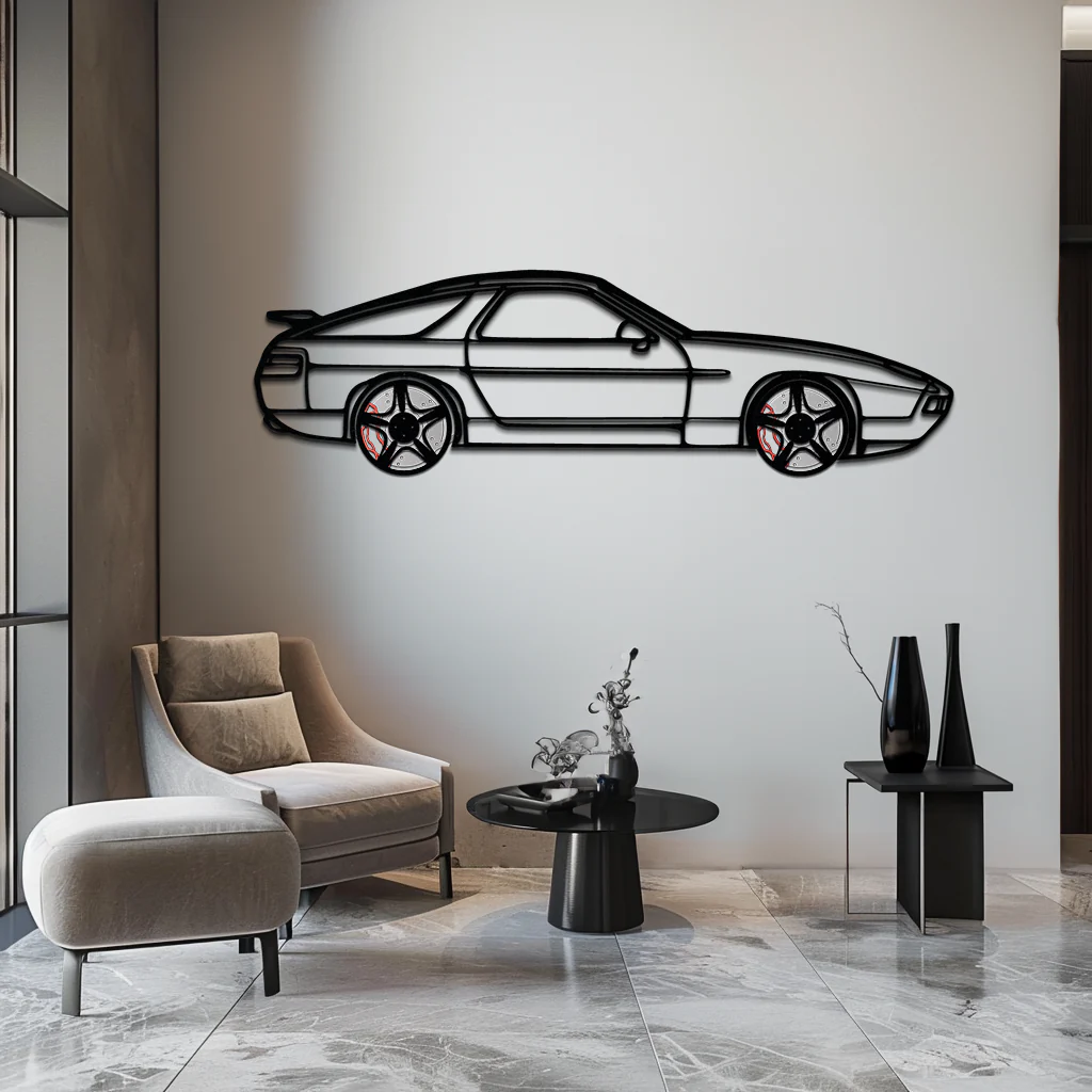 Porsche 928 GTS Silhouette Metal Wall Art – Classic Grand Tourer Decor with Rotating Wheels-KAFMEKA062 - Image 3