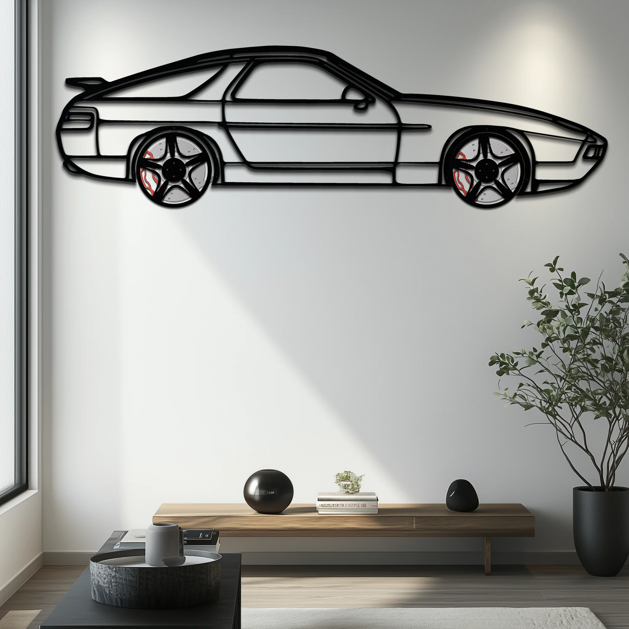 Porsche 928 GTS Silhouette Metal Wall Art – Classic Grand Tourer Decor with Rotating Wheels-KAFMEKA062 - Image 8